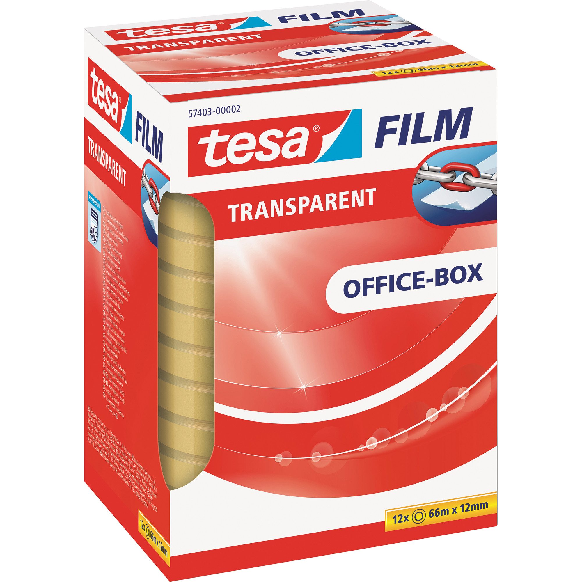 Klebestreifen tesa Klebefilm 12mmx66m lösungsmittelfrei Nr. 57403, PA= 12 Rollen
