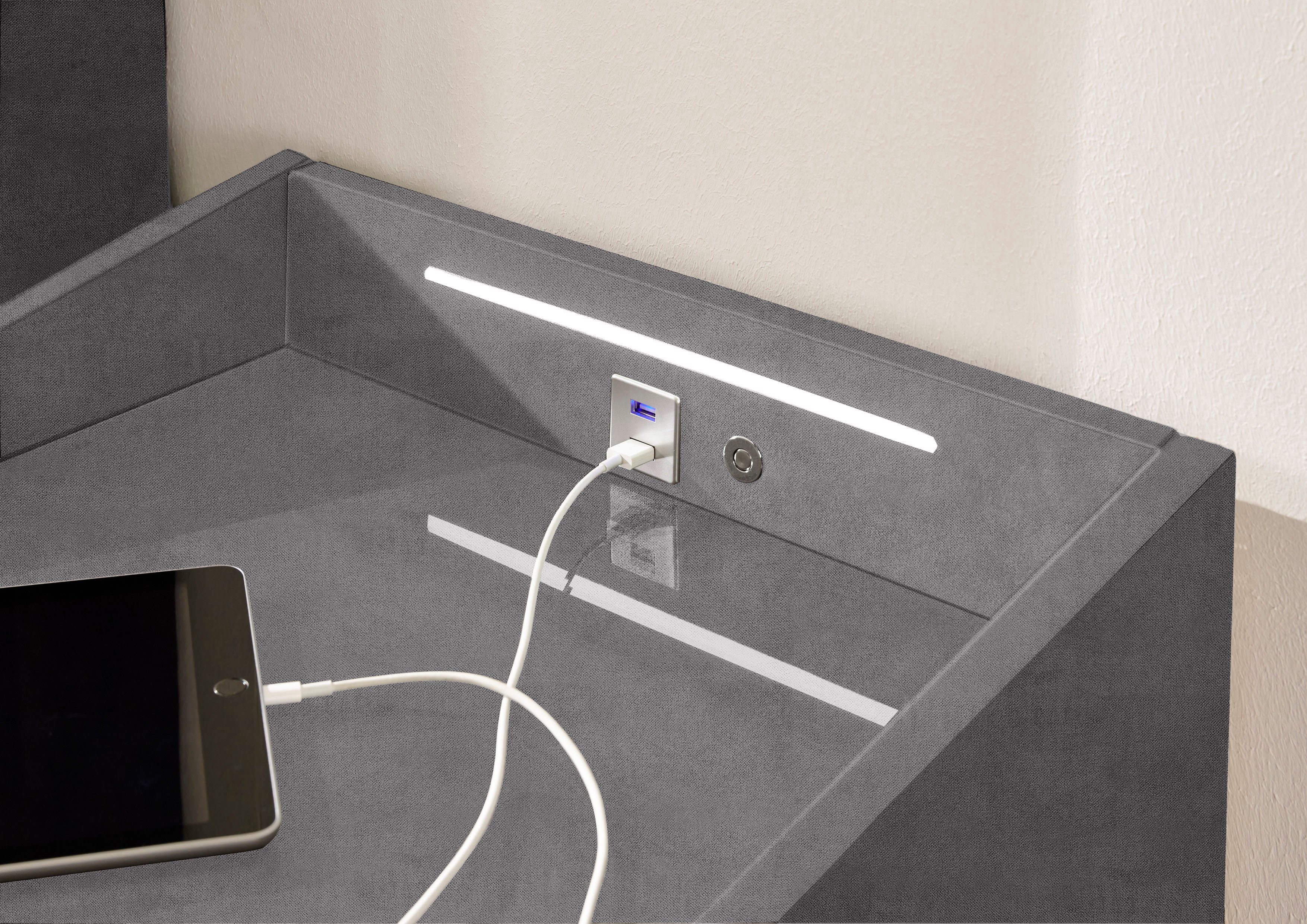 USB-Anschluss & mit Moon, ED LED-Beleuchtung EXCITING DESIGN Nachtkonsole USB-C-Anschluss und