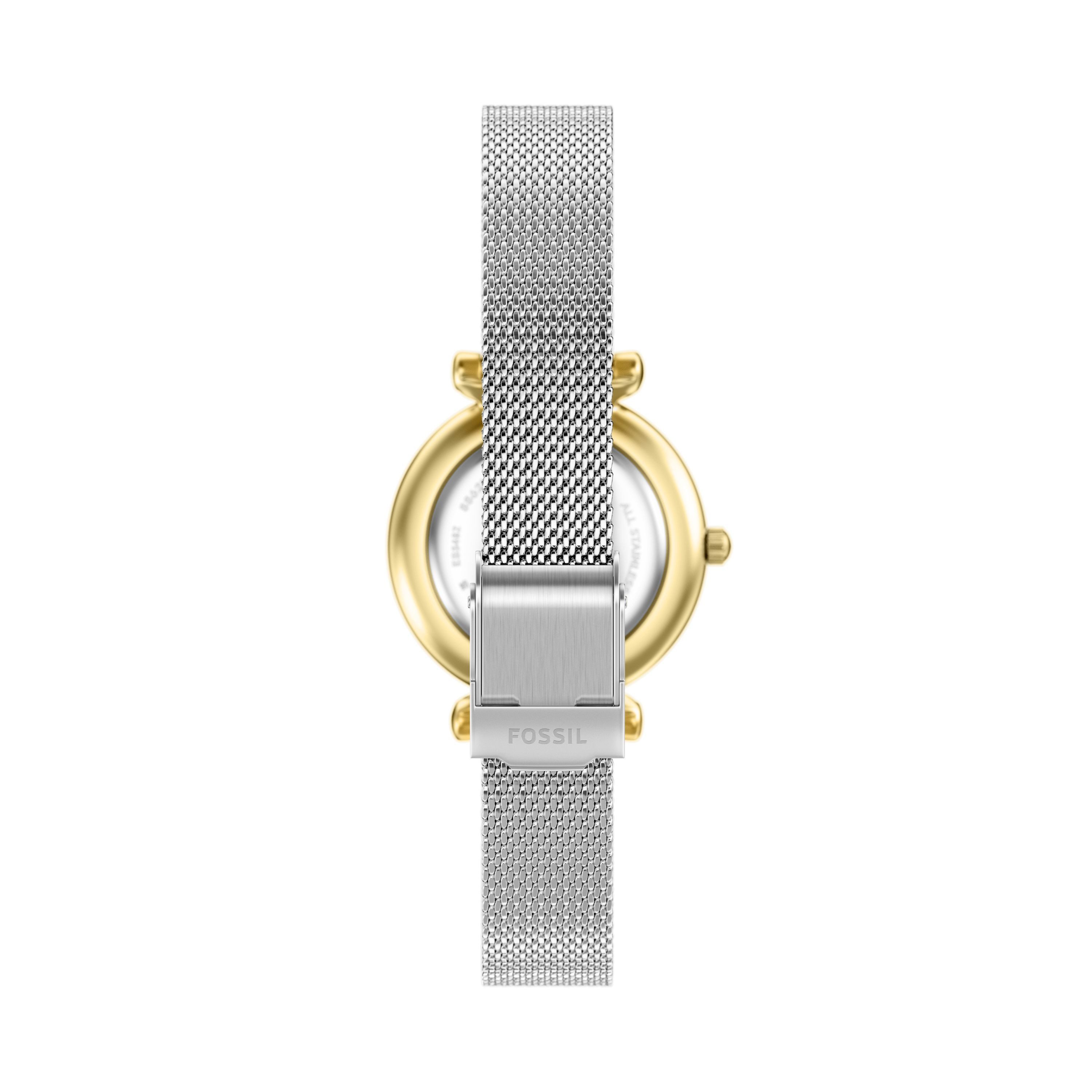 Fossil Quarzuhr Carlie ES5463, Armbanduhr, Damenuhr, Edelstahlarmband, analog