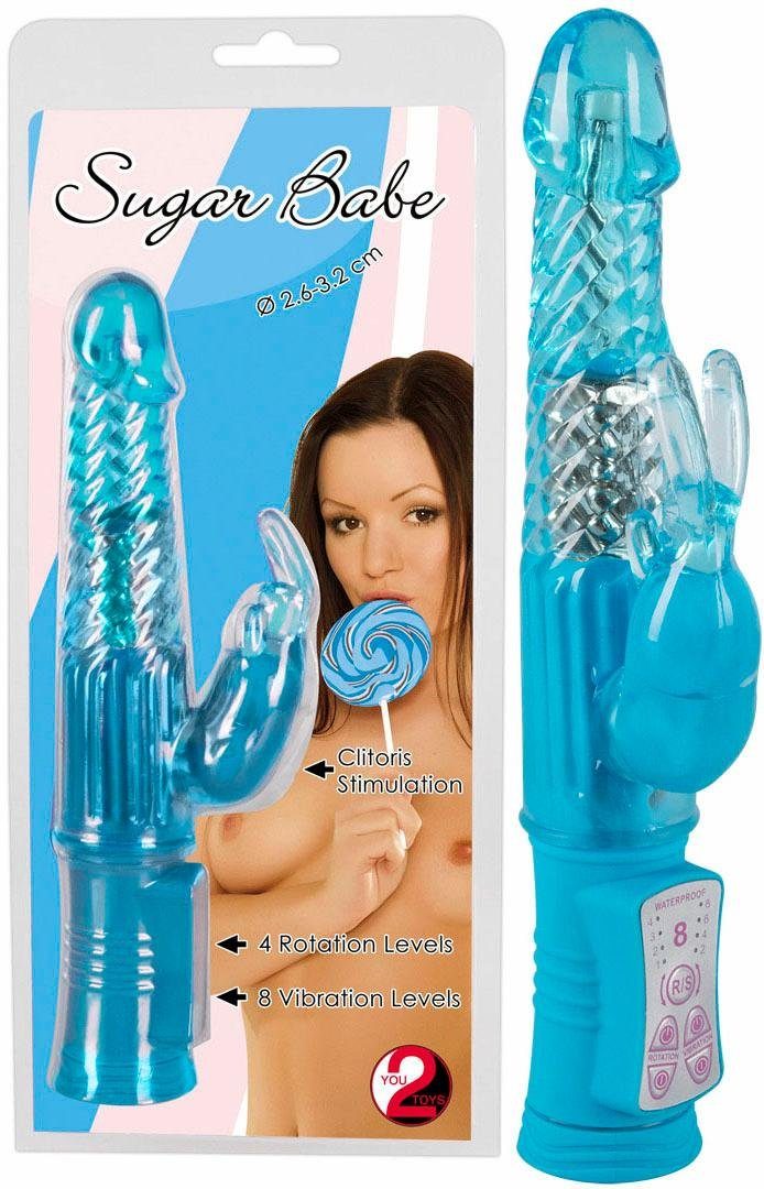 You2Toys Rabbit-Vibrator Sugar Babe, Türkis mit Klitorisreizarm