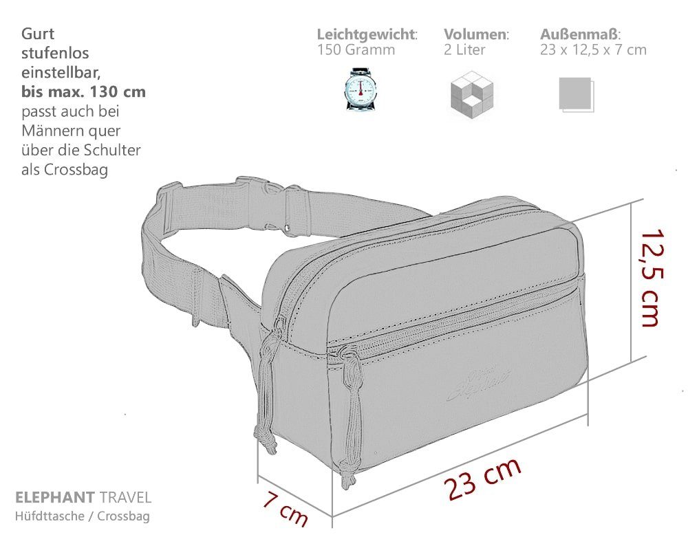 ELEPHANT Bauchtasche Hüfttasche Crossbag Elephant Travel Gürteltasche, Outdoor Tasche Gassi Bag Waist Bag Damen Herren Reise