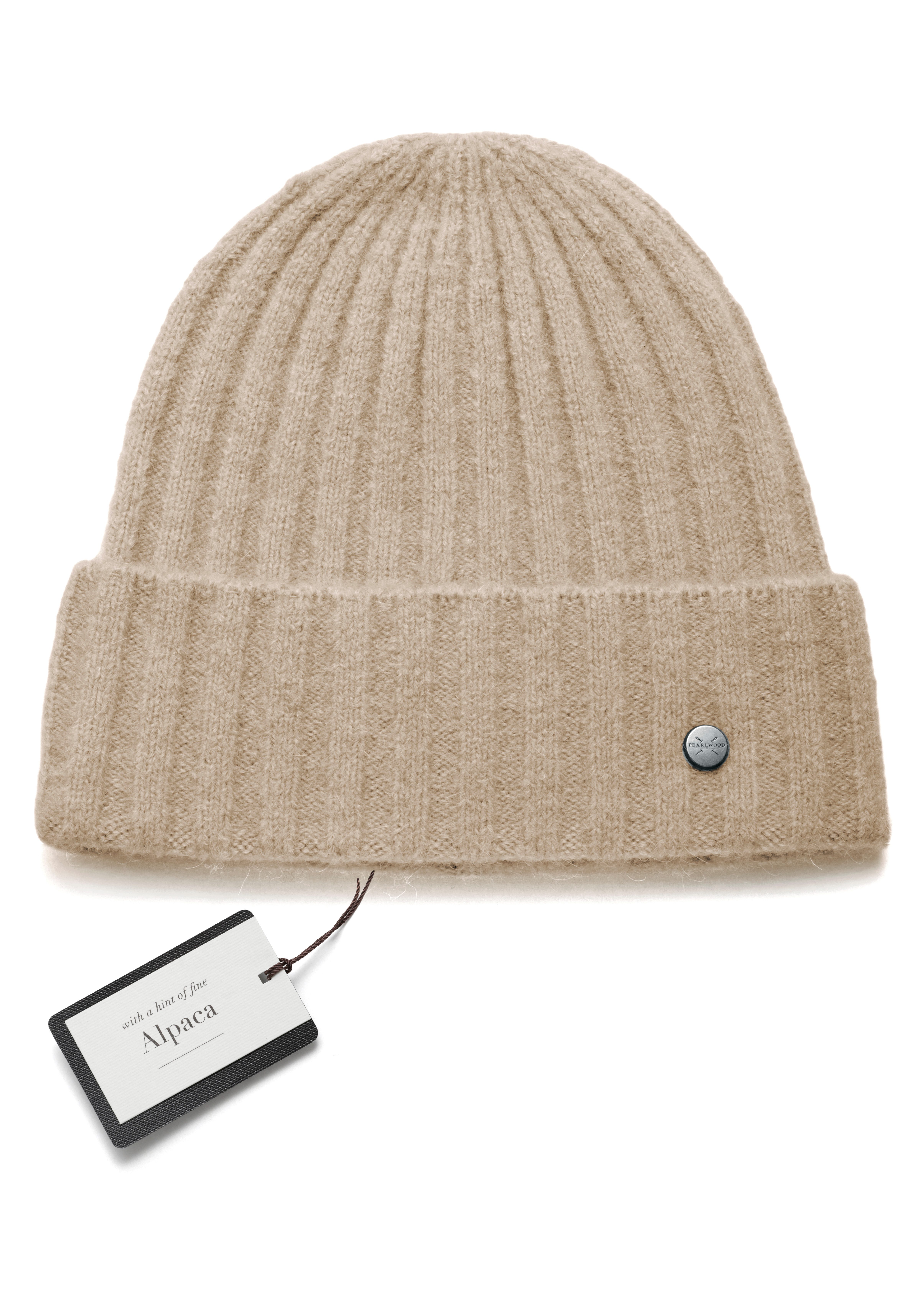 PEARLWOOD Strickmütze JANNE in breiten Rippen gestrickt, breiter Umschlag, wärmend, Wollanteil