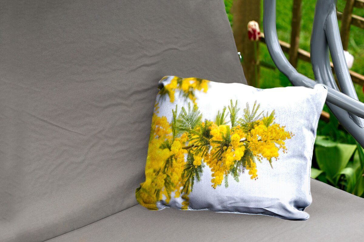 MuchoWow Dekokissen Gelbe Kissenhülle Dekokissenbezug, Outdoor-Dekorationskissen, Polyester, Mimosenpflanze