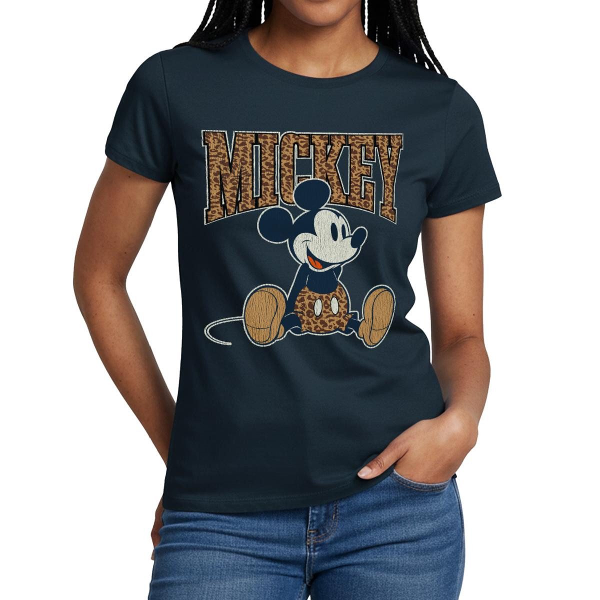 Spreadshirt T-Shirt Mickey & Minnie Mickey Mouse Im Leo Look Frauen T-Shirt (1-tlg)