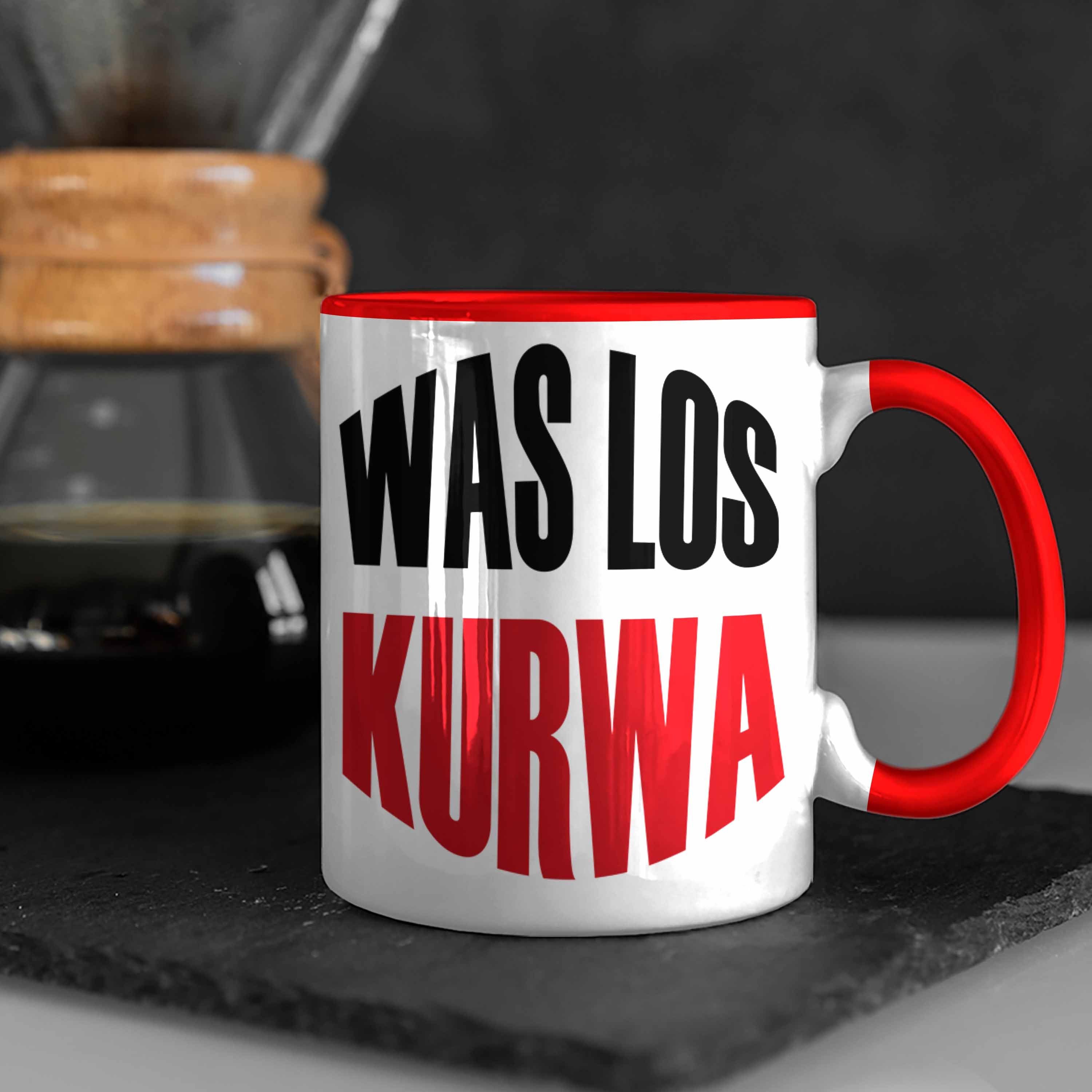 Trendation Tasse Lustige Tasse Spruch Rot Geschenk Polen Polnisches Los Kurwa" "Was