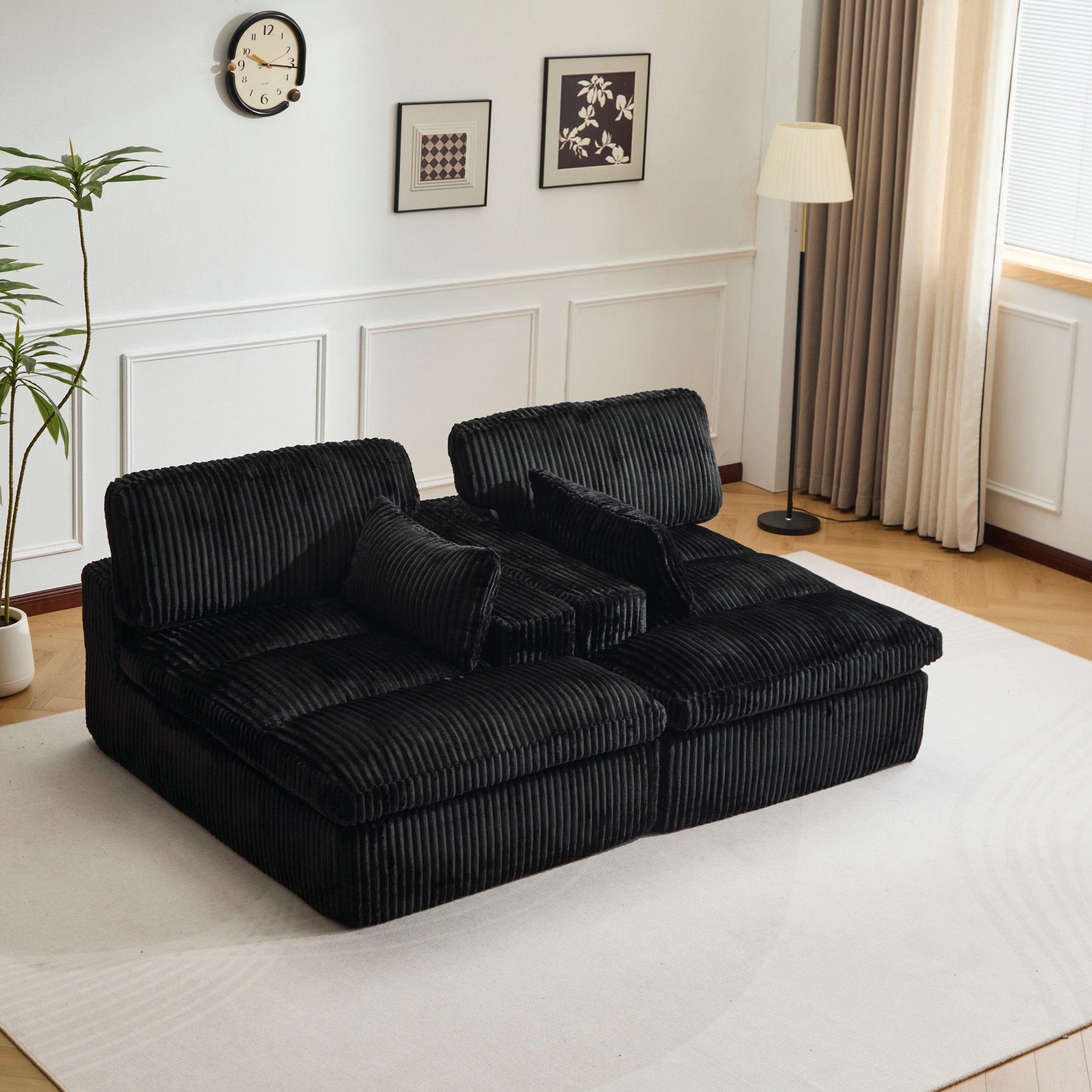Leawin Loungesofa Sofa mit Bettfunktion 2-Sitzer – Cordsofa Sofas Wohnzimmer, Weicher Cordbezug, großes Schlafsofa, ideal für kleine Räume