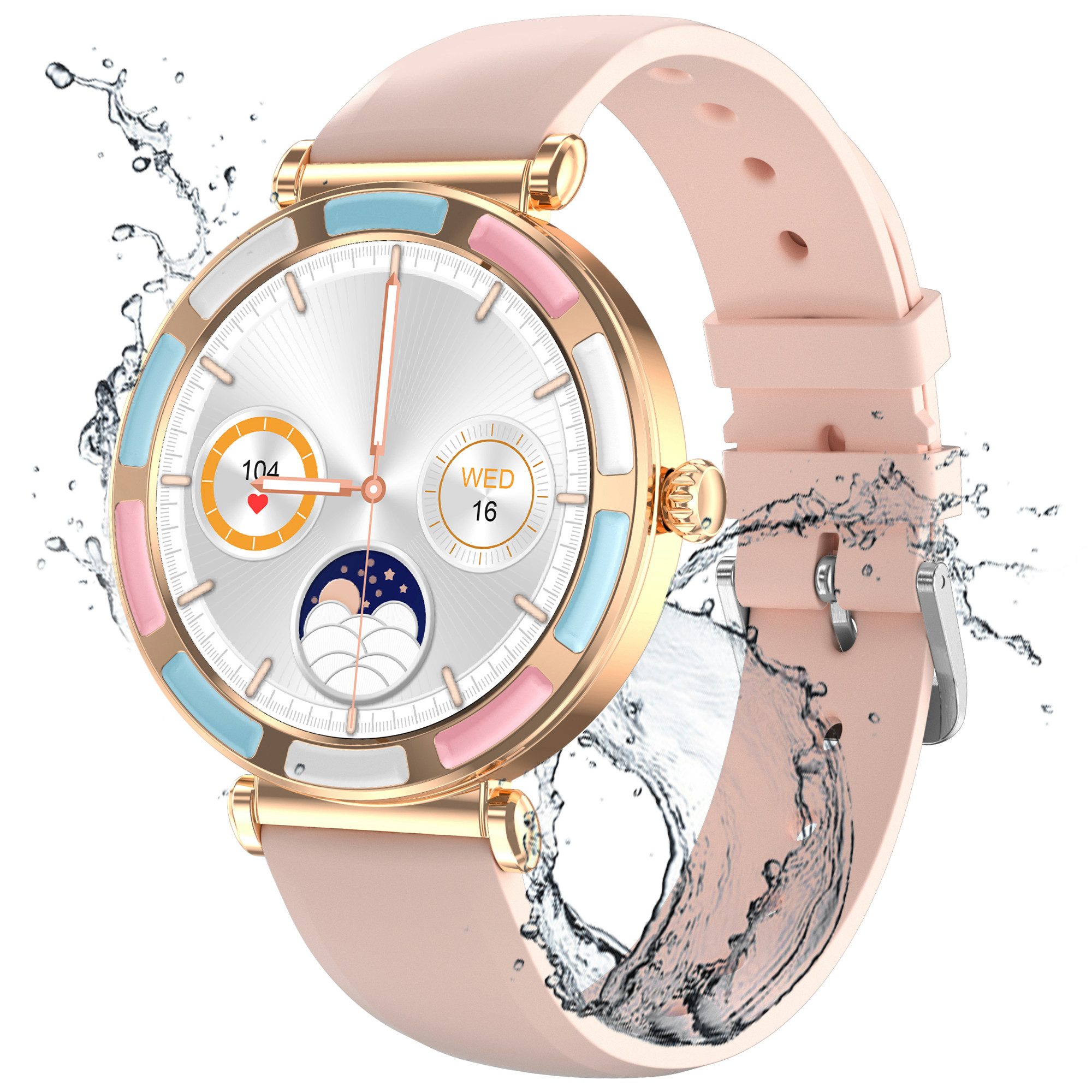 walkbee Smartwatch, Fitness Tracker Uhr für Damen Herren mit Anruffunktion Smartwatch (4.0 cm/1,27''-Voll-Touch-Farbdisplay Zoll) Fitness Tracker Armbanduhr mit Blutsauerstoff,Blutdruck,Herzfrequenz,Frauengesundheit, Schrittzähler, Atemtraining, Musiksteuerung und Fernfotografie usw., IP67 wasserdicht,100+ Sportmodi, verfügbar für Android 5.0+ / iOS 9.0+