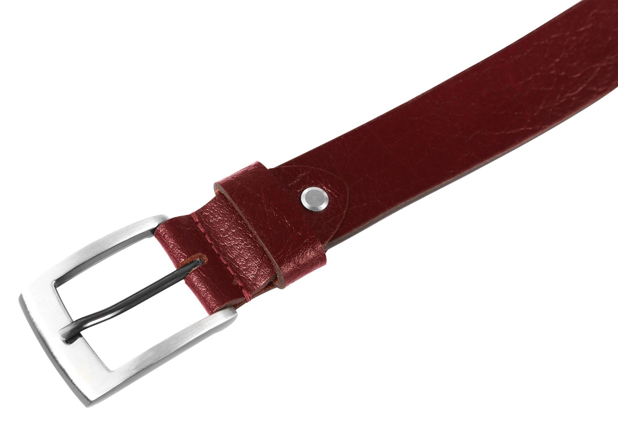 Leonardo Verrelli Ledergürtel hochwertiges Echt Leder, dunkelrot, 80 cm - 140 cm (Bundweite)