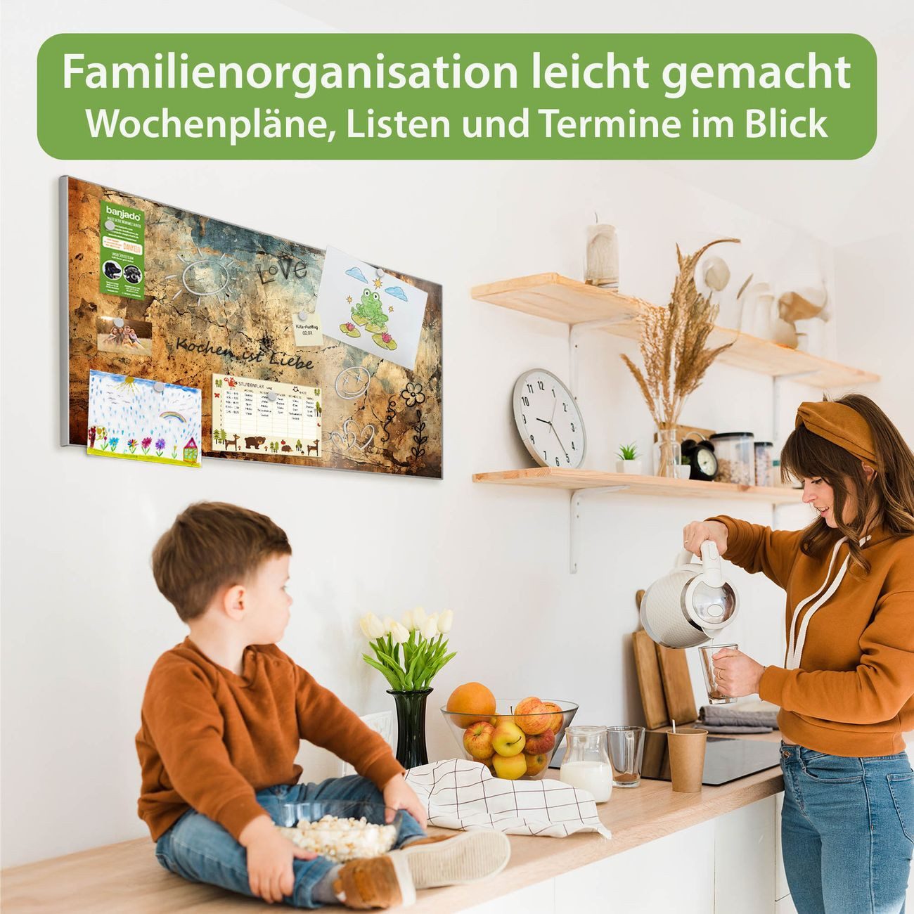 banjado Magnettafel Grau aus Stahl Querformat mit Motiv Verwitterte Texturen, (inkl. 4 Magnete, Stahlmagnettafel)