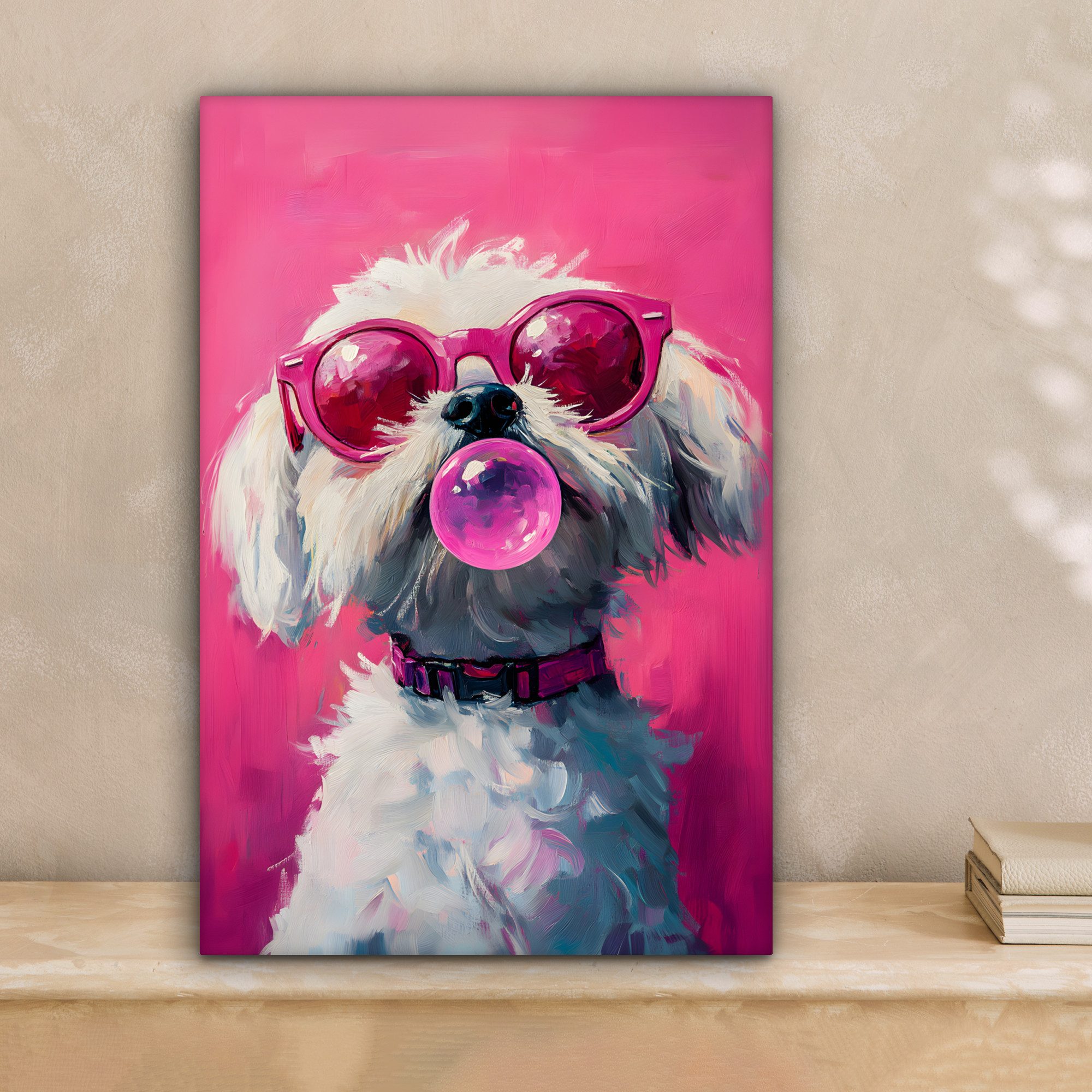 OneMillionCanvasses® Leinwandbild Rosa - Hund - günstig online kaufen