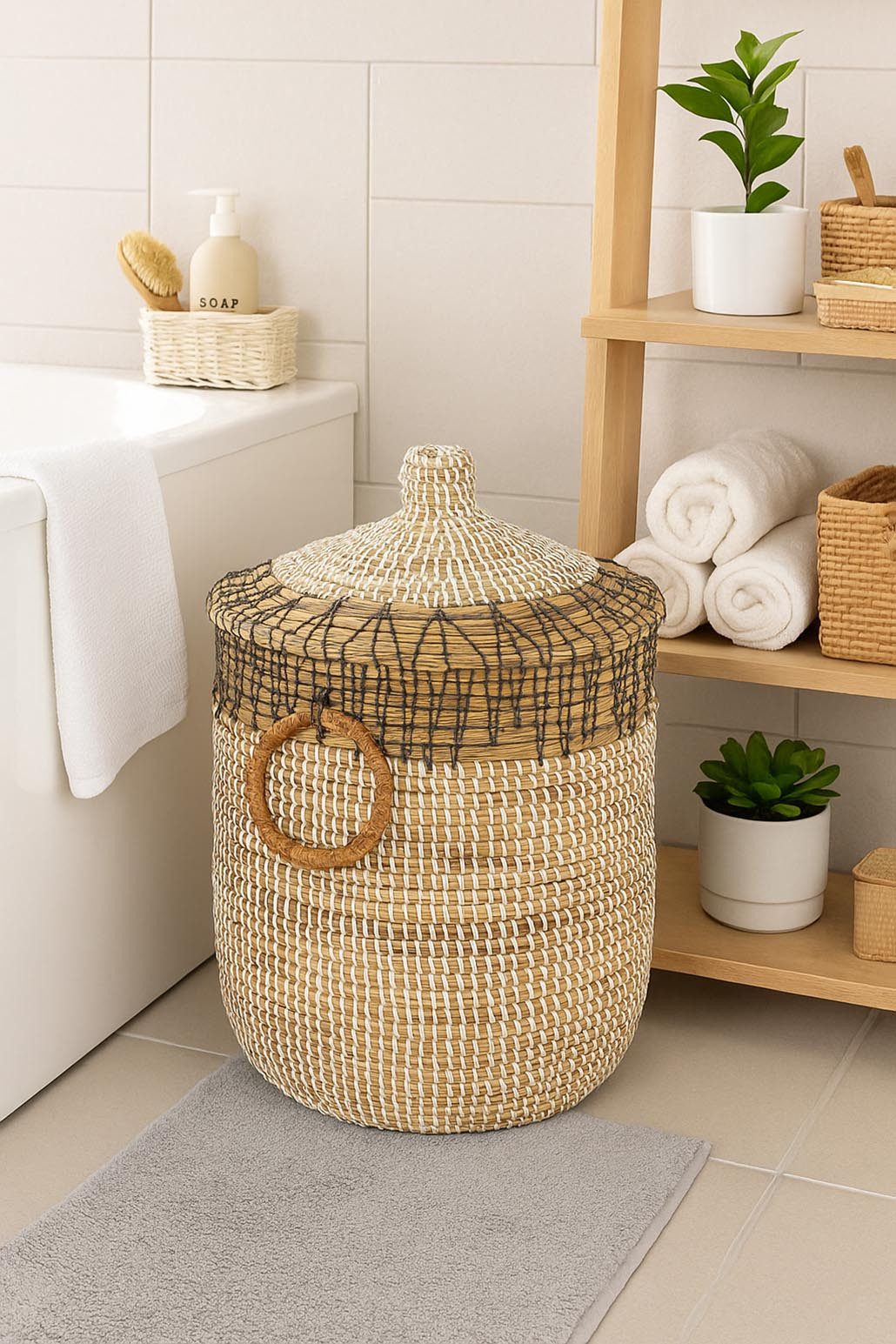 Kobolo Aufbewahrungskorb Schlangenkorb BIRA Seegras inkl. Deckel und Griffe günstig online kaufen