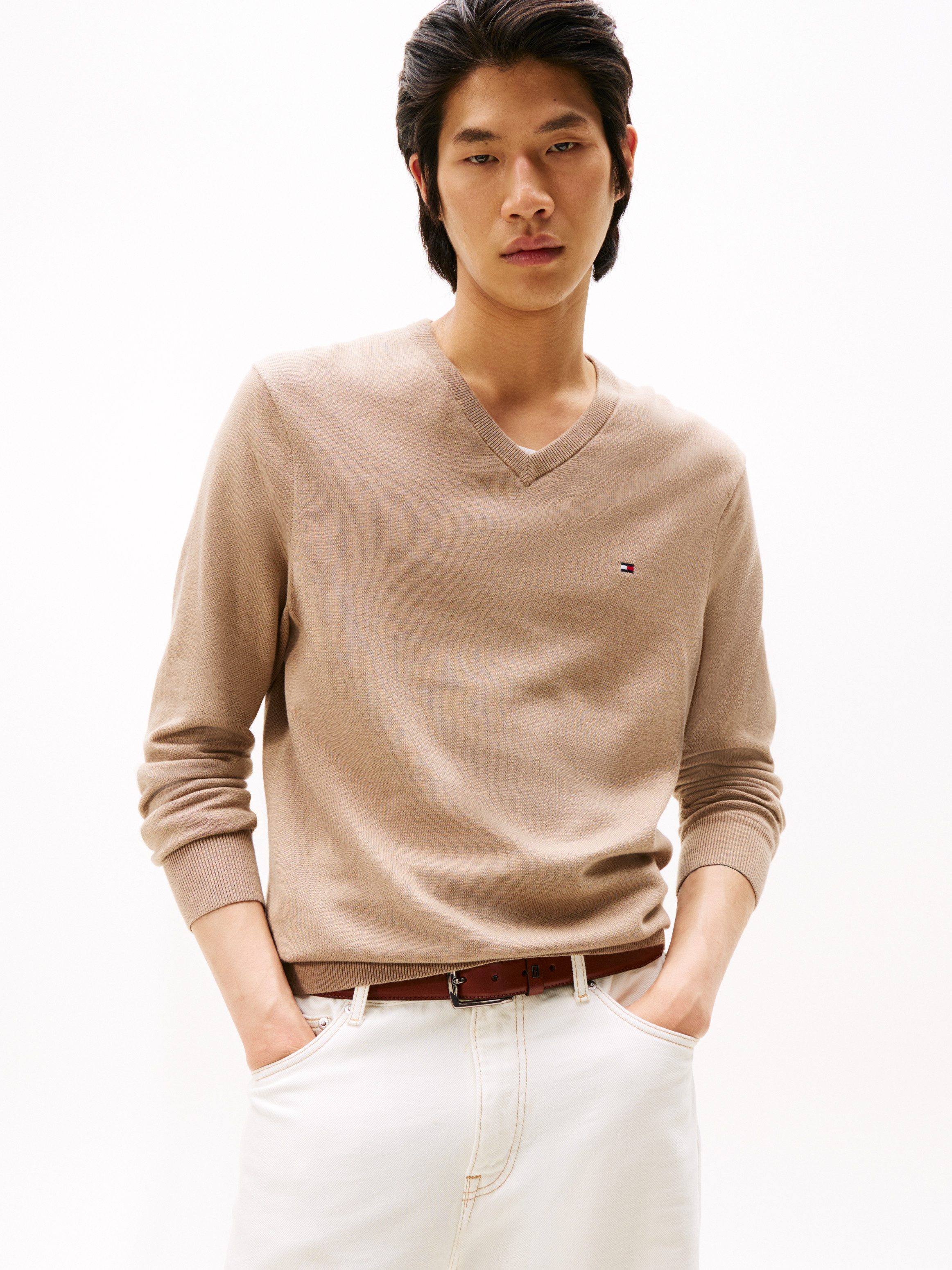 Tommy Hilfiger Strickpullover ESSENTIAL COTTON V NECK mit V-Ausschnitt und günstig online kaufen