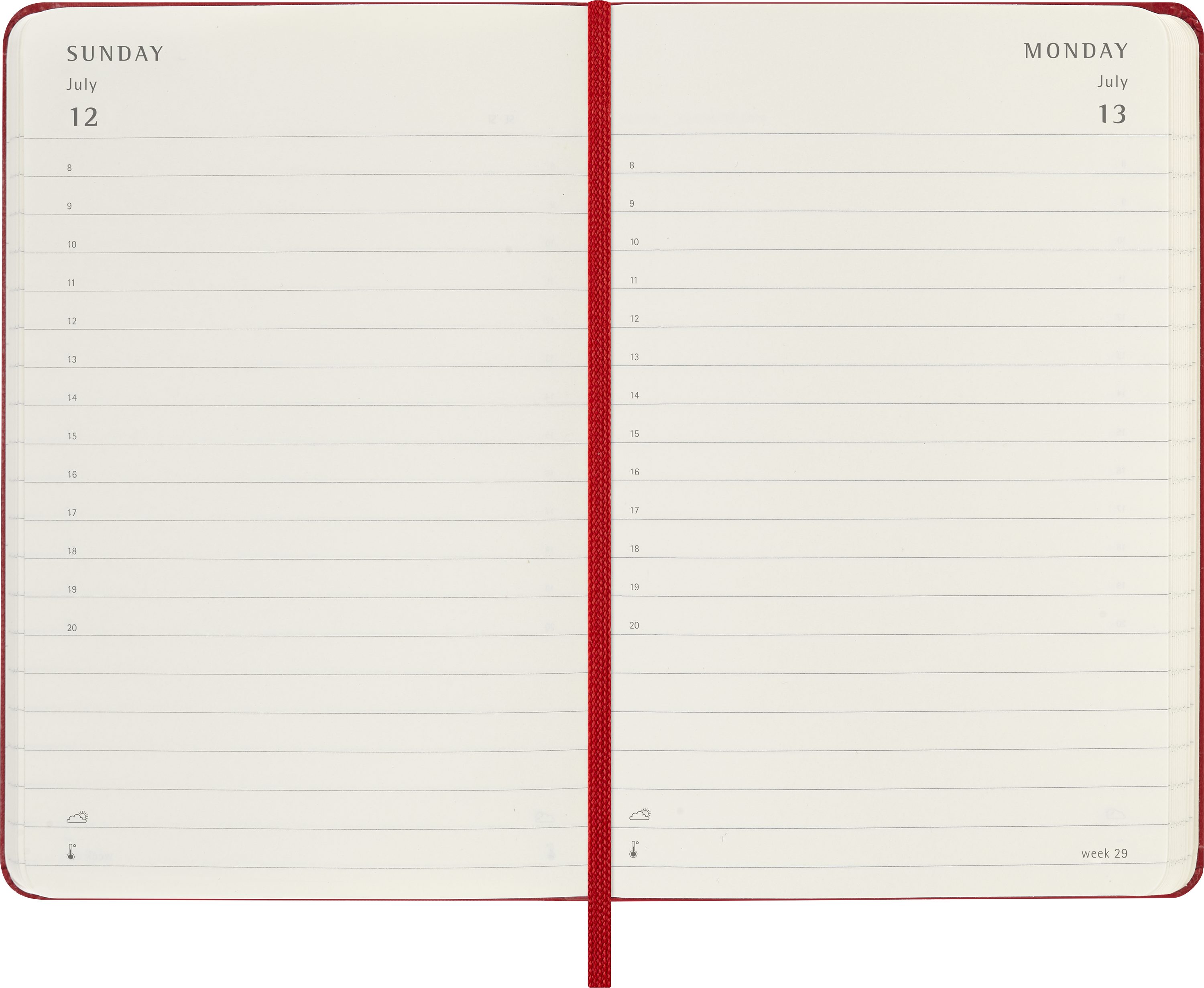 MOLESKINE Buchkalender, MOLESKINE 12 MONATE TAGES NOTIZKALENDER 2026 - HARD COVER - P/A6 ROT