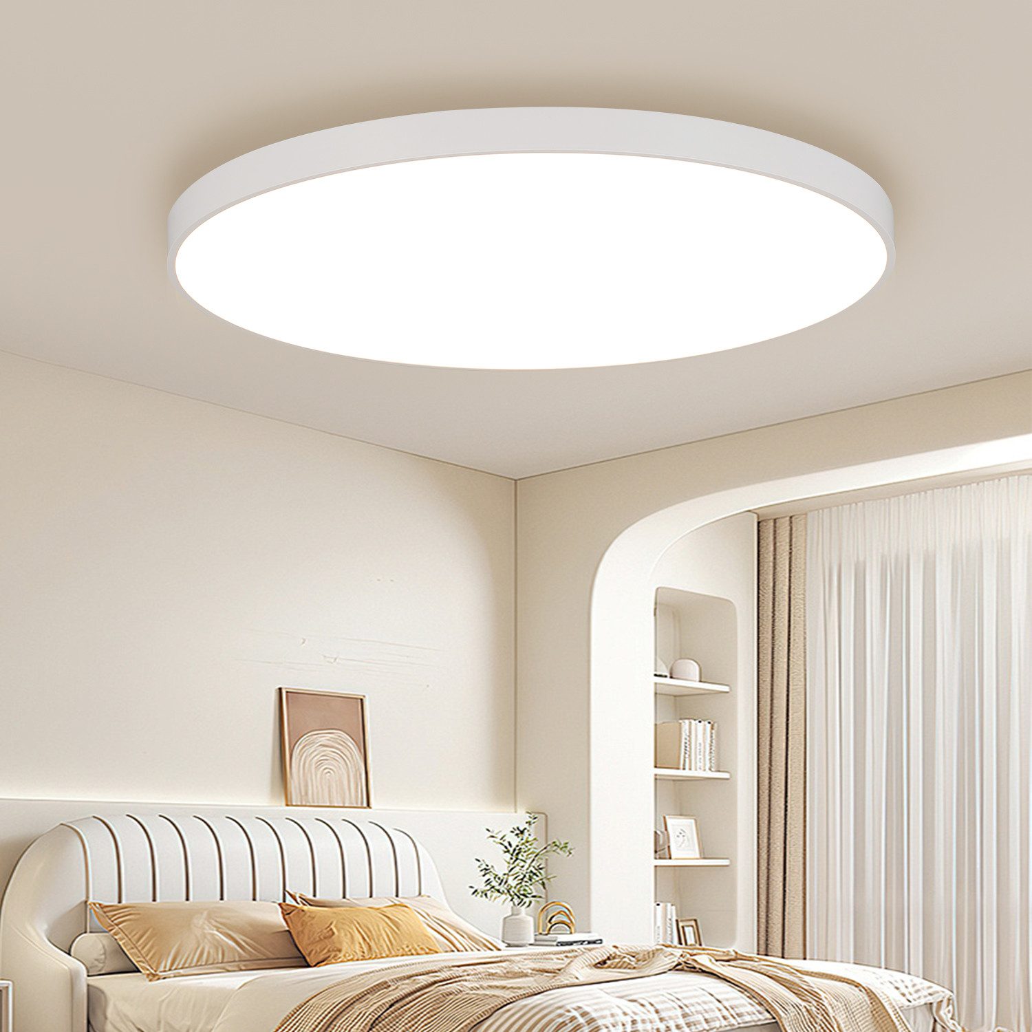 JDONG LED Deckenleuchte Flach Rund Weiß 23cm/30cm/37cm/40cm/50cm Deckenlamp, led, Warmweiß 3000K/ Naturweiß 4000K Modern Schlicht Lampe Dünn, für Wohnzimmer Schlafzimmer Küche Balkon Keller Büro