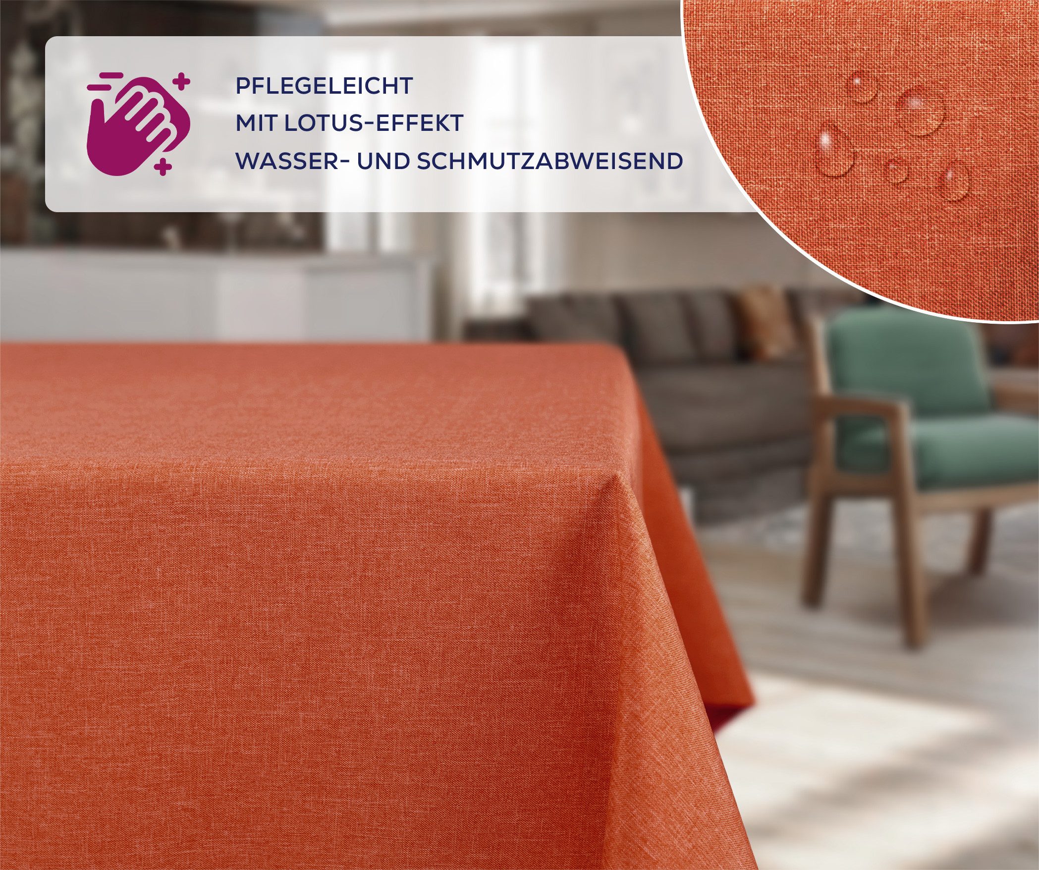 Beautex Tischdecke Fleckenabweisende bügelfreie Tischdecke mit Lotuseffekt, günstig online kaufen