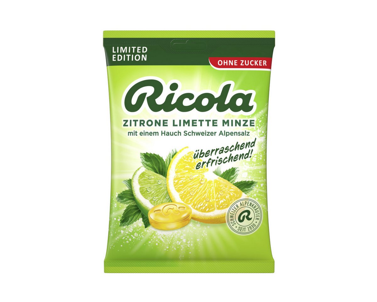 RICOLA Süßigkeit, Ricola Salted Zitrone Limette Minze Kräuterbonbon ohne Zucker 68g