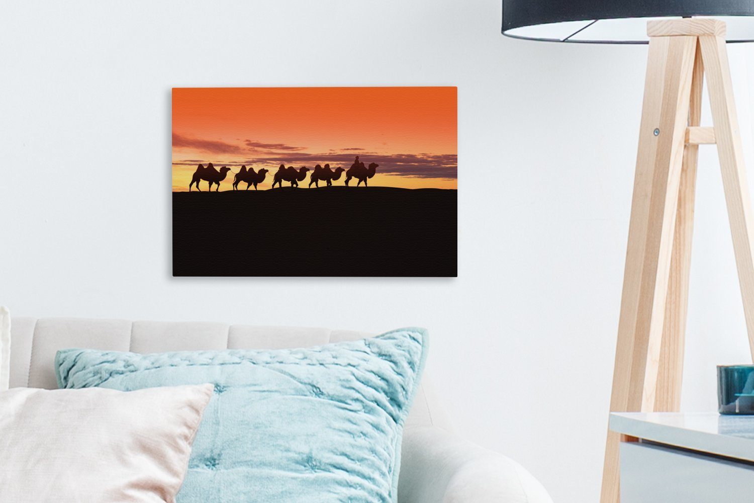 OneMillionCanvasses® Leinwandbild Karawane die (1 Wandbild St), reist Gobi, Wanddeko, 30x20 Leinwandbilder, durch Wüste Aufhängefertig, cm