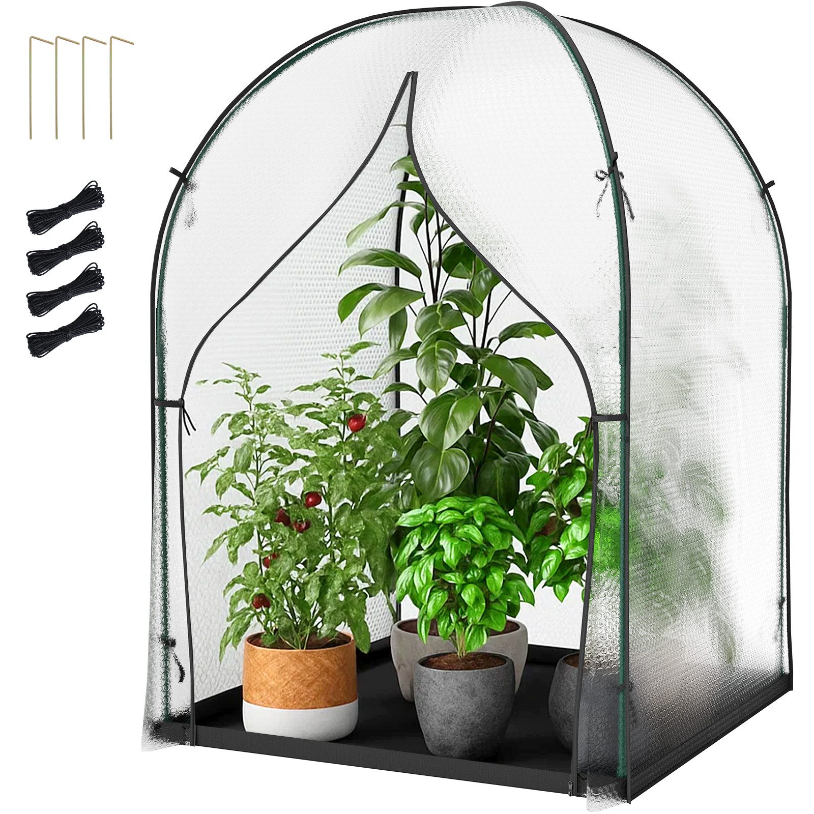 Meulbaty Gewächshaus für den Außenbereich, mit wasserfester Grundmatte, BxTxH: 150 x 150 x 190 cm, mit praktischem und sicherem Design