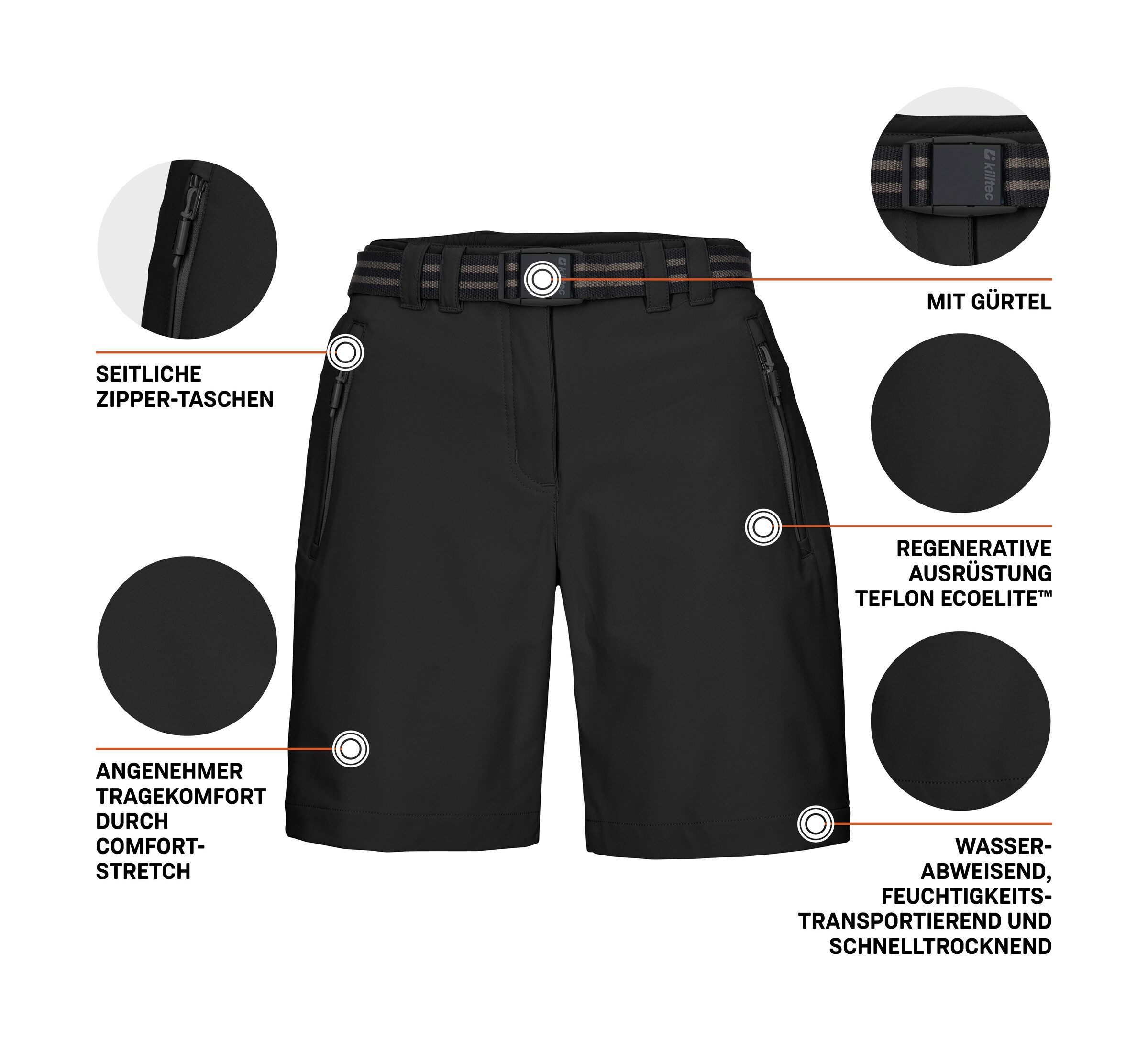 Killtec KOS 19 WMN BRMDS wasserabweisend, schnelltrocknend, Stretch-Material, inkl. Gürtel