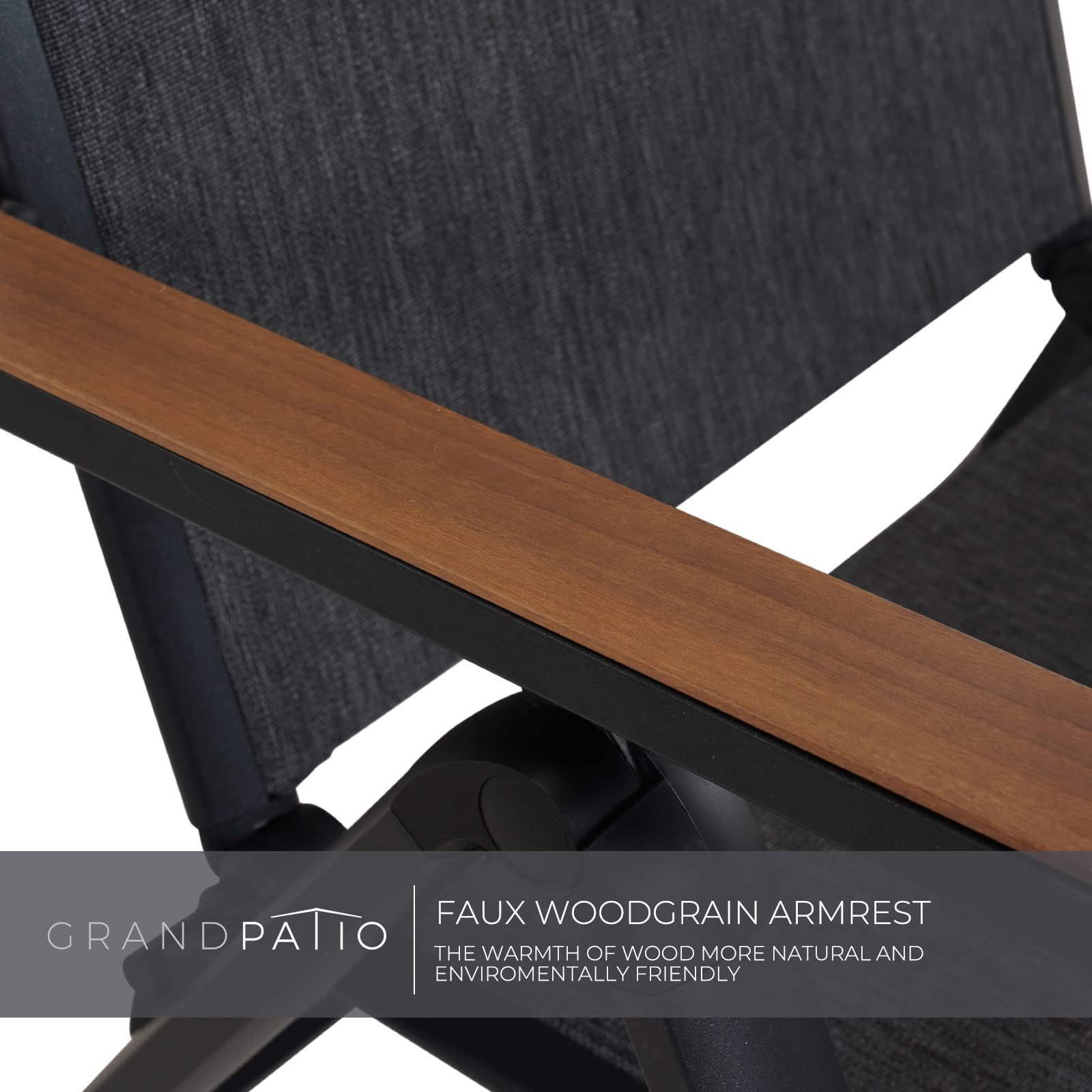 Grand patio Klappstuhl Liegestuhl, Balkonstühle Gartenstühle 2er Set, Alu Gartenstuhl, Balkon Stuhl mit 6-Fach Verstellbare, Wetterfest, Essstuhl für Camping