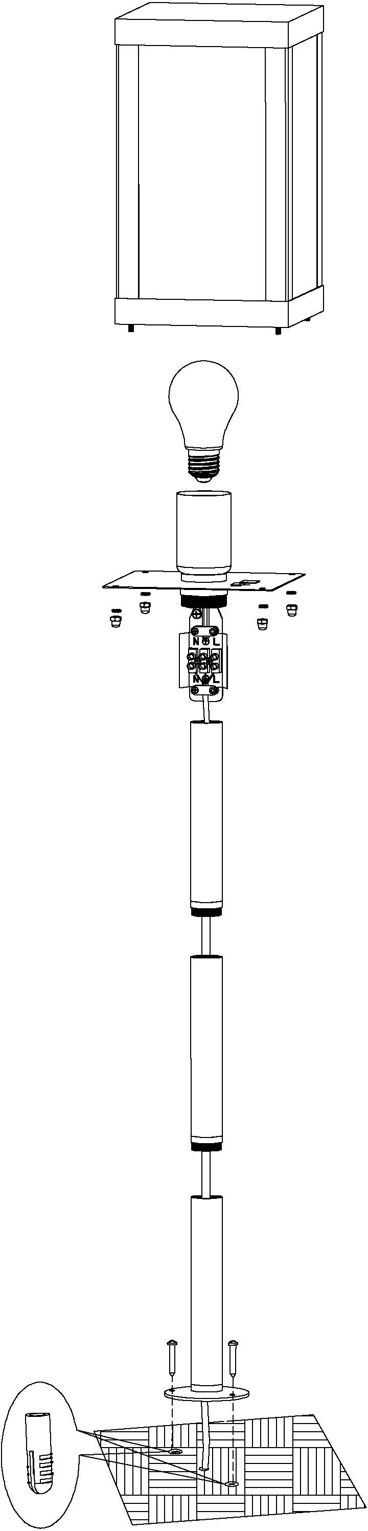 EGLO Außen-Stehlampe / ohne cm B15 H101,5 / x L15 x 1, Leuchtmittel, spritzwassergeschützt ALAMONTE Rustikal / schwarz