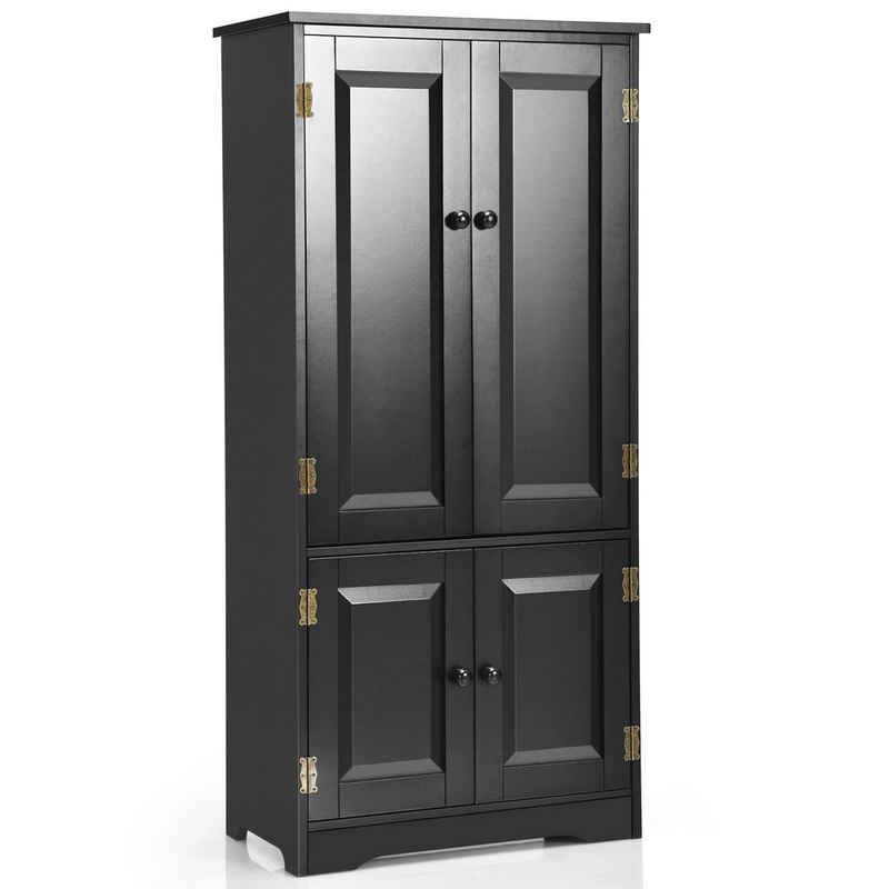 COSTWAY Mehrzweckschrank mit Türen&verstellbarem Regal, Holz, 58,5x31,5x123cm
