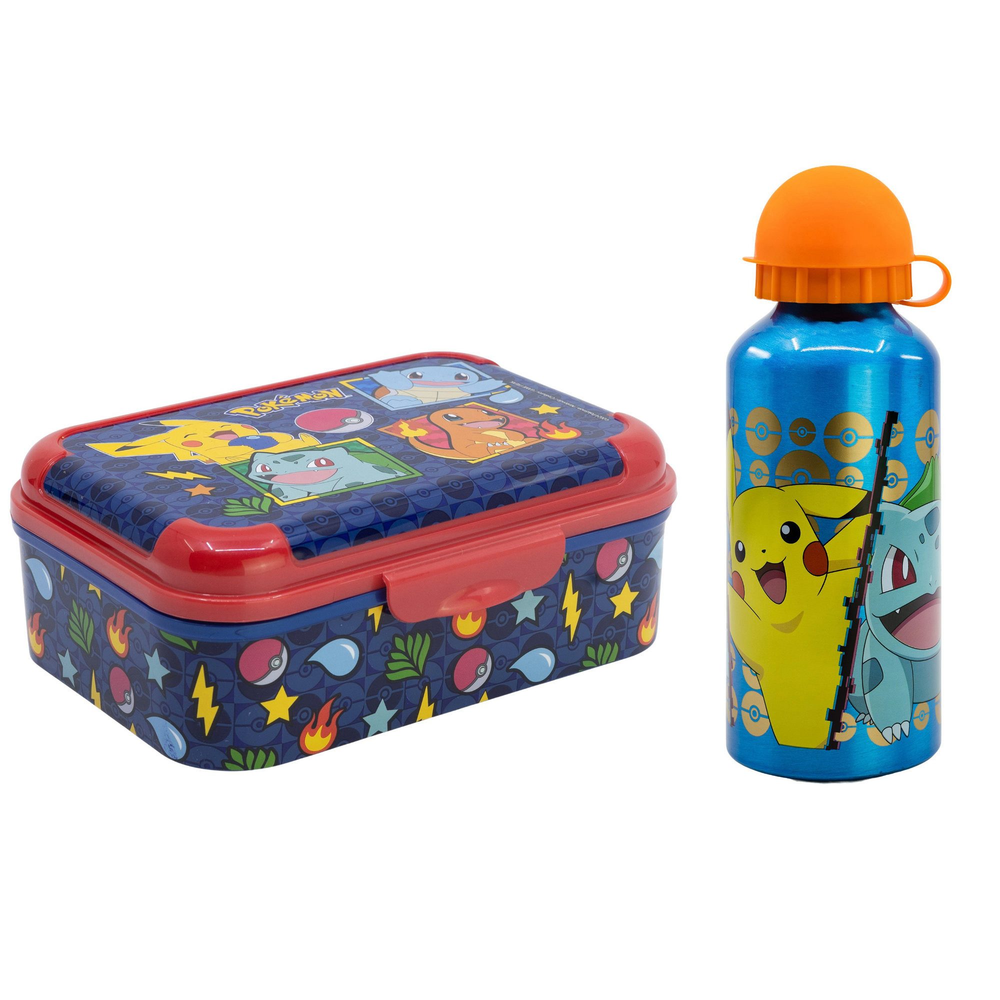 POKÉMON Lunchbox Pokemon Pikachu Kinder 2 tlg. Set Brotdose Alu-Trinkflasche 400 ml, (2-tlg., Spar-Set)