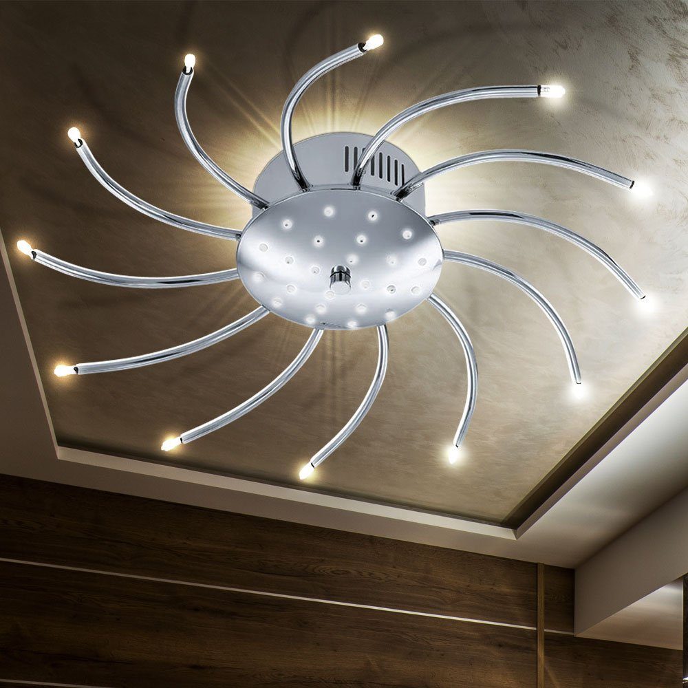 Raum Deckenleuchte, Stäbe gebogen Wohn Design silber LED Leuchtmittel Fernbedienung Decken EGLO Lampe inklusive,