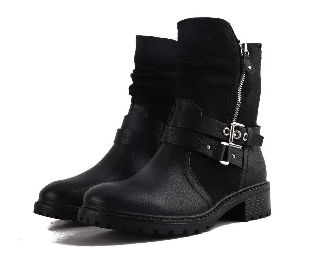Pogolino 2520 Bikerboots Damen Stiefeletten leicht gefüttert mit Schnalle – Bild 5 von 5