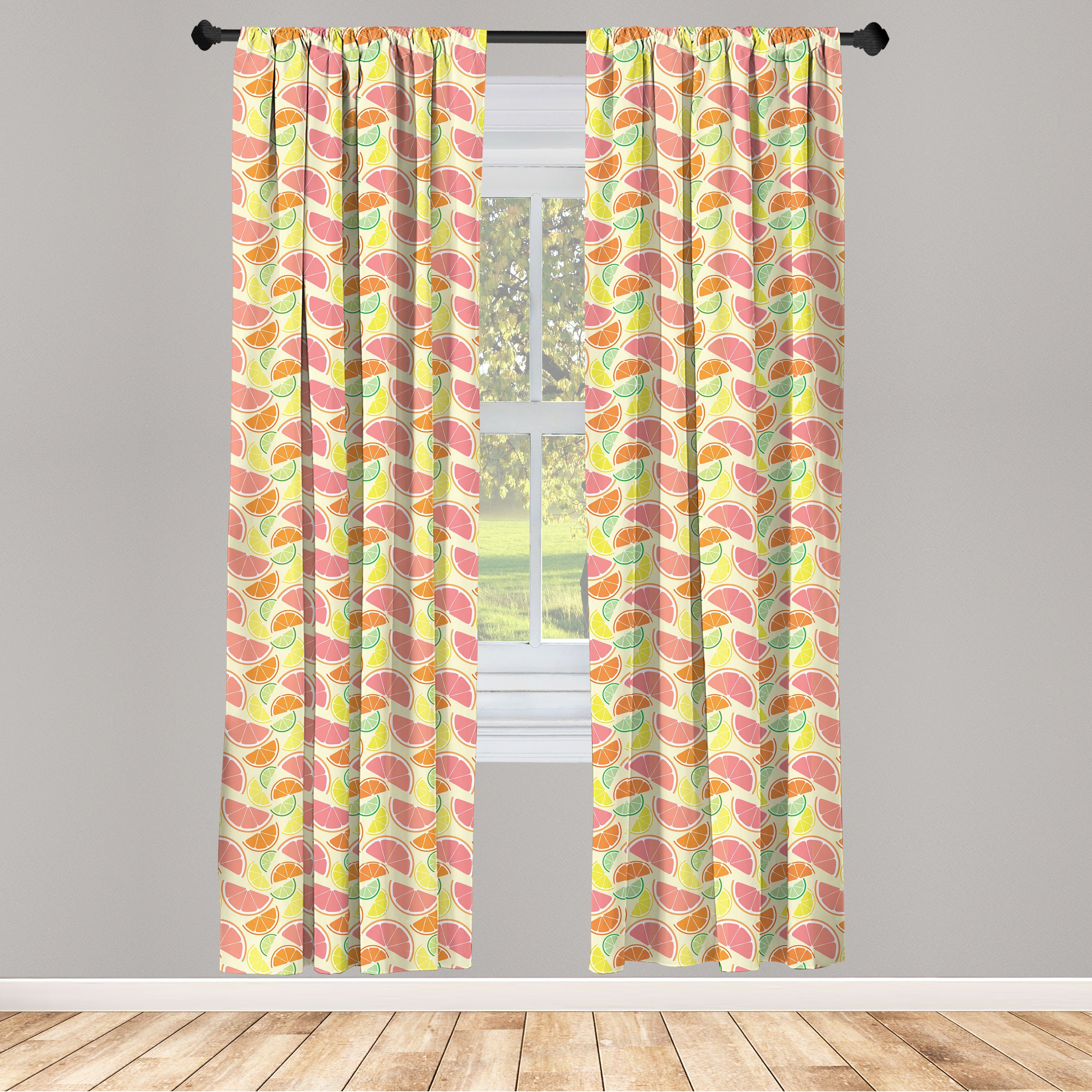 Gardine Vorhang für Wohnzimmer Schlafzimmer Dekor, Abakuhaus, Microfaser, Zitrusgewächs Geschnittene Zitronen und Orangen