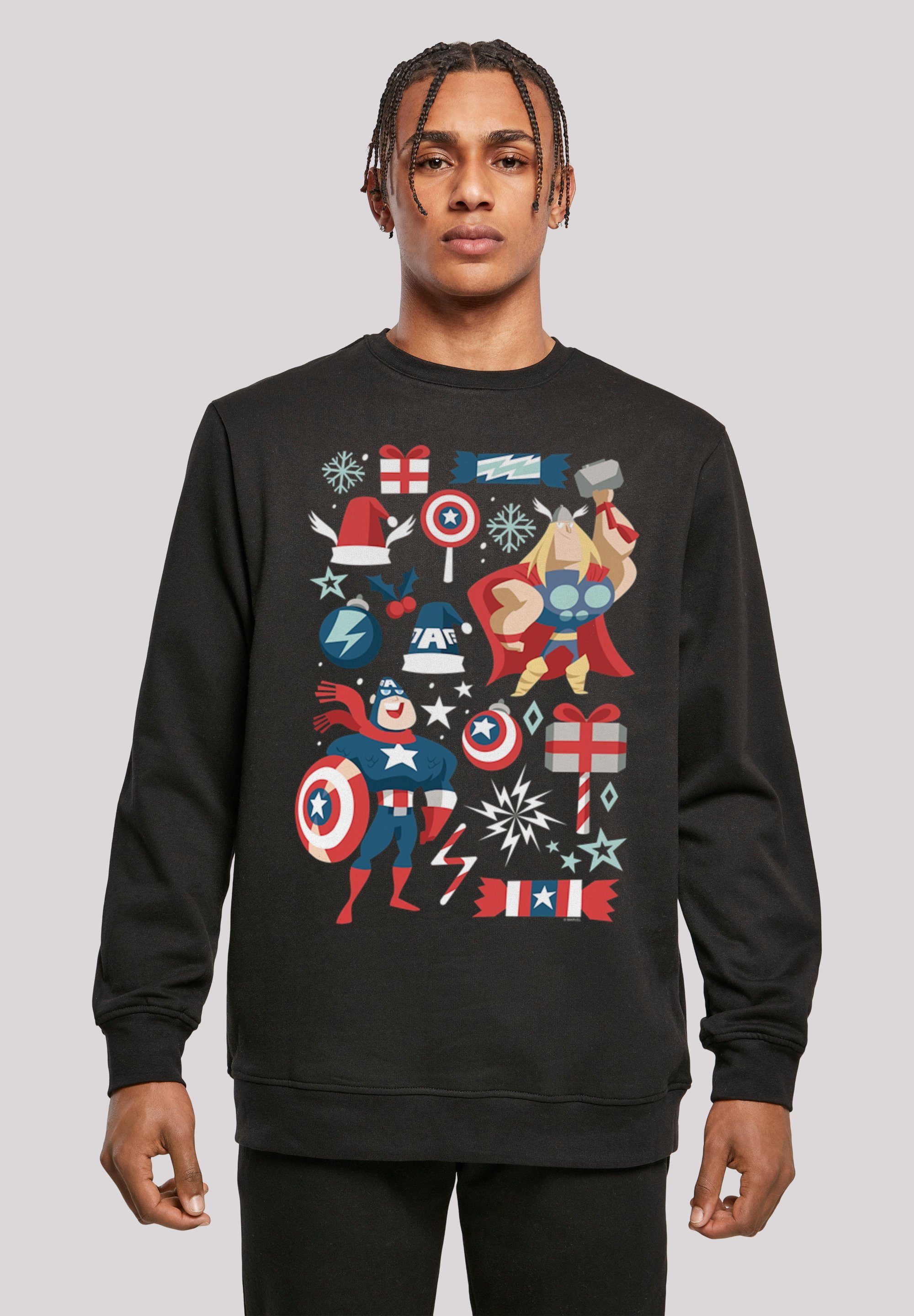 F4NT4STIC Kapuzenpullover Marvel Thor und Captain America christmas  weihnachten Print