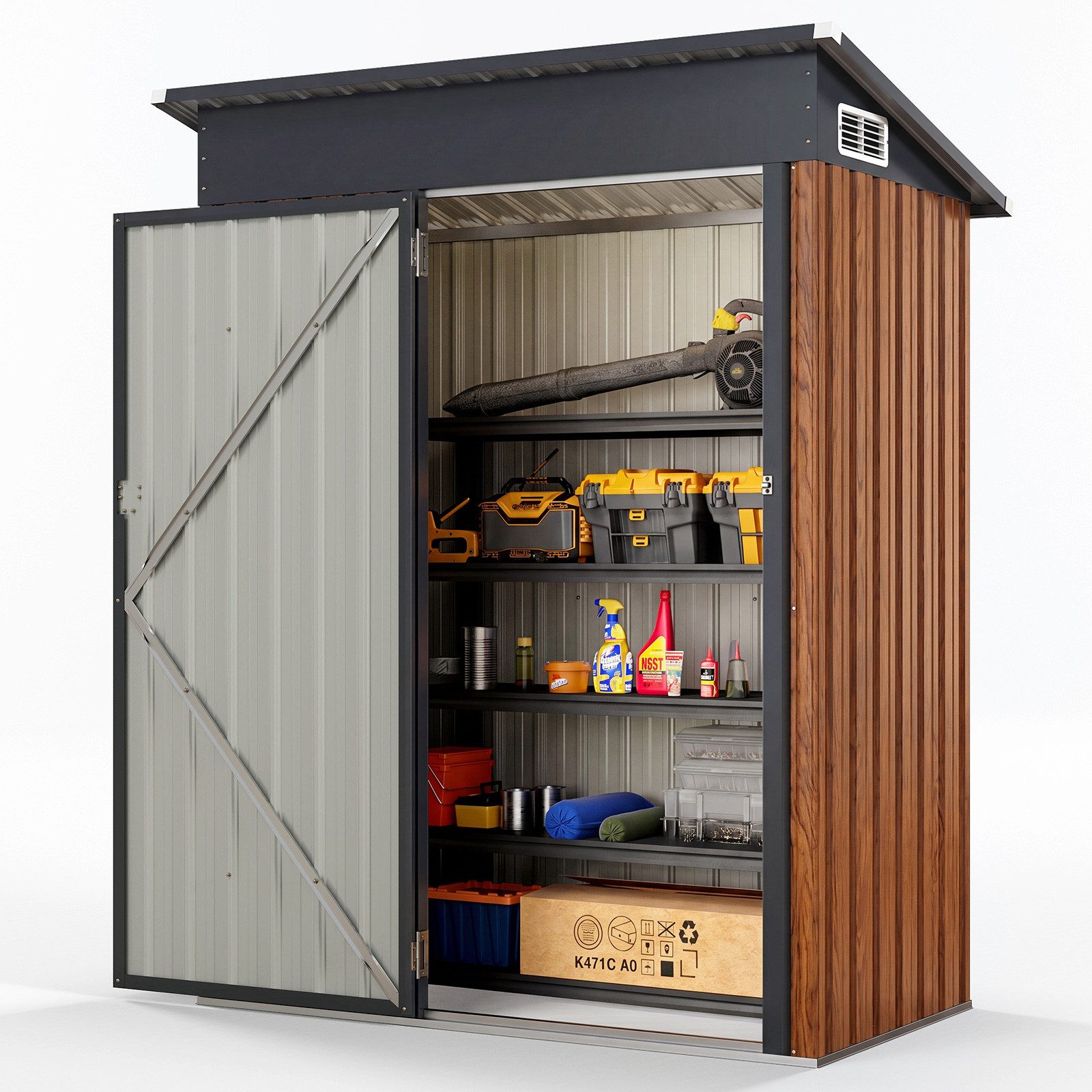 COSTWAY Gerätehaus Metall Geräteschuppen abschließbar Gartenhütte Gartenschuppen