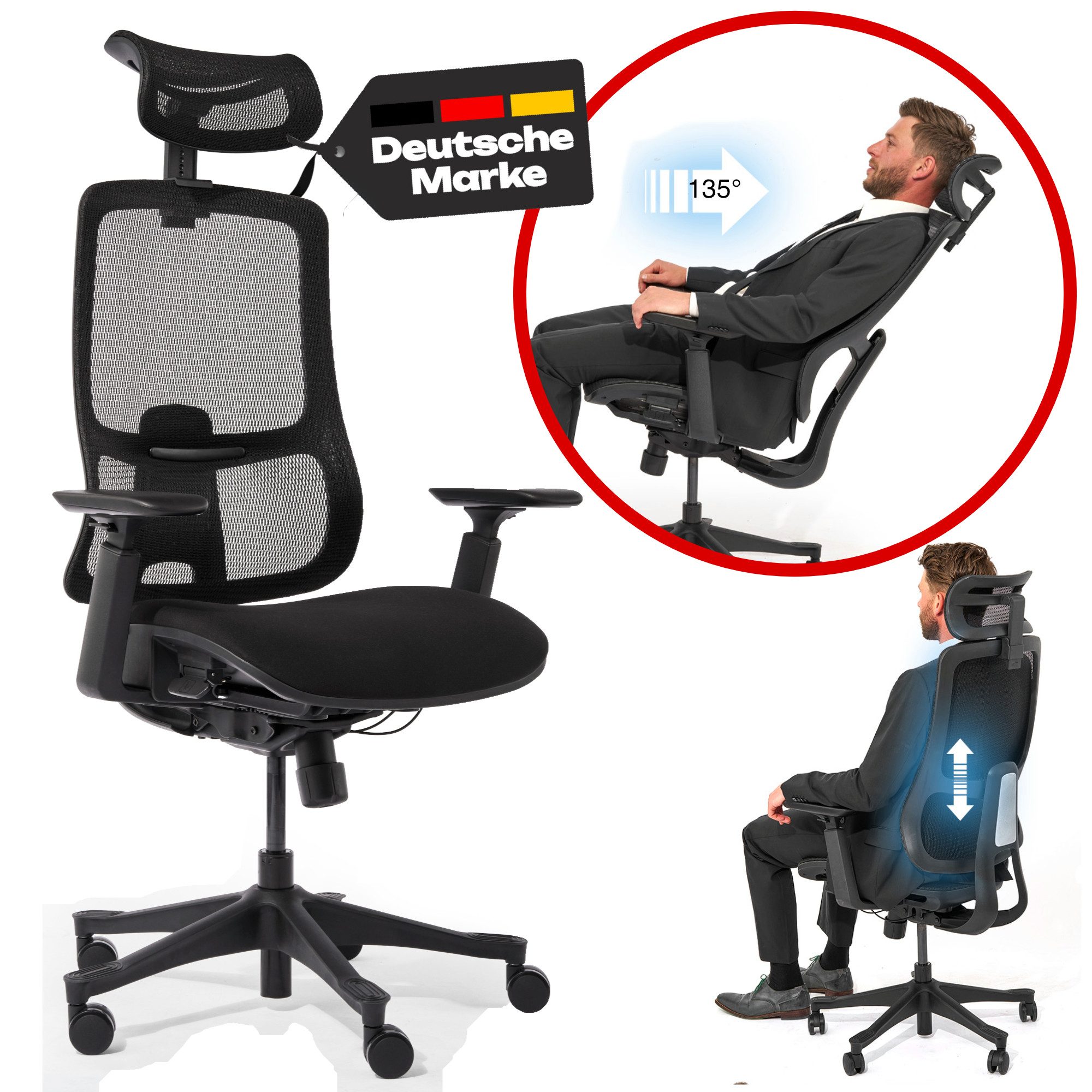 VALKENSTOL Bürostuhl M5 Chefsessel, Ergonomischer Bürostuhl, Schreibtischstuhl Atmungsaktiv, Ergonomisch