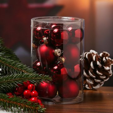 MARELIDA Weihnachtsbaumkugel Christbaumkugel Weihnachtskugel Glas D:3,5cm glänzend matt rot 16St. (16 St)