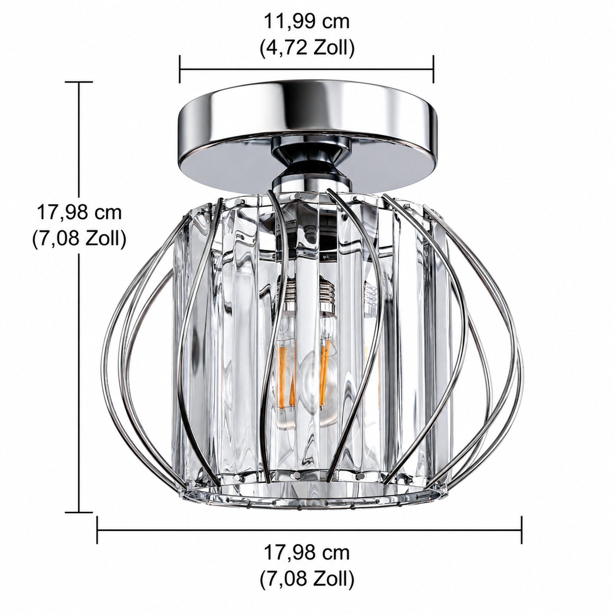 LOHAS-LED Deckenleuchte Kristall-Deckenleuchte Geo mit geometrischem Metallrahmen, ohne Leuchtmittel, 220 V, E27 Sockel, ideal für Flur, Schlafzimmer und Wohnzimmer