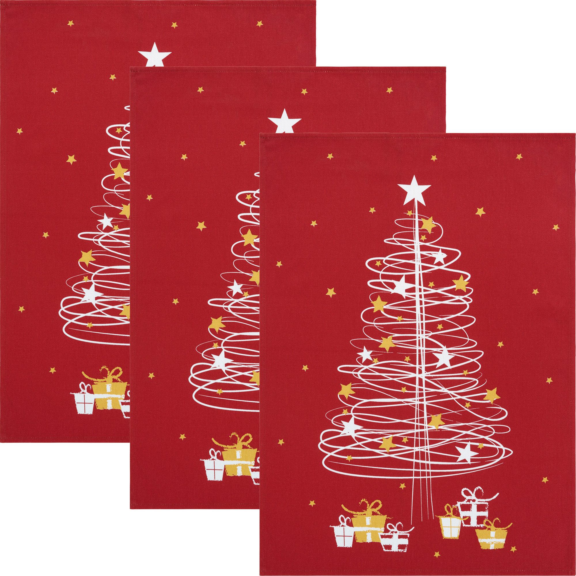 Erwin Müller Geschirrtuch Geschirrtuch "Baum" 3er-Pack, Baumwolle Motiv günstig online kaufen