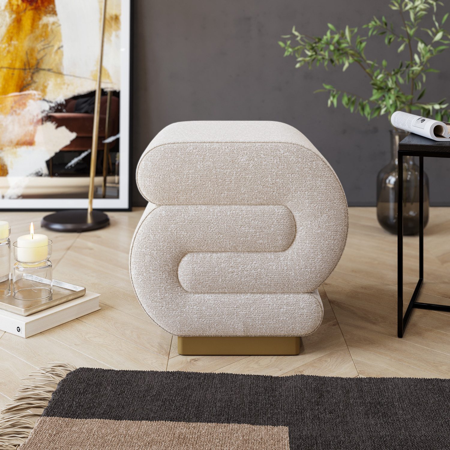 DEMA Home Polsterhocker Sally Fußbank Beige günstig online kaufen