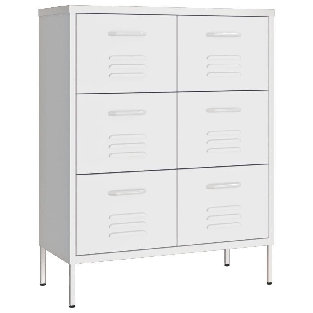 vidaXL Aktenschrank NA Aktenschrank Schubladenschrank Weiß 80x35x101,5 cm Stahl