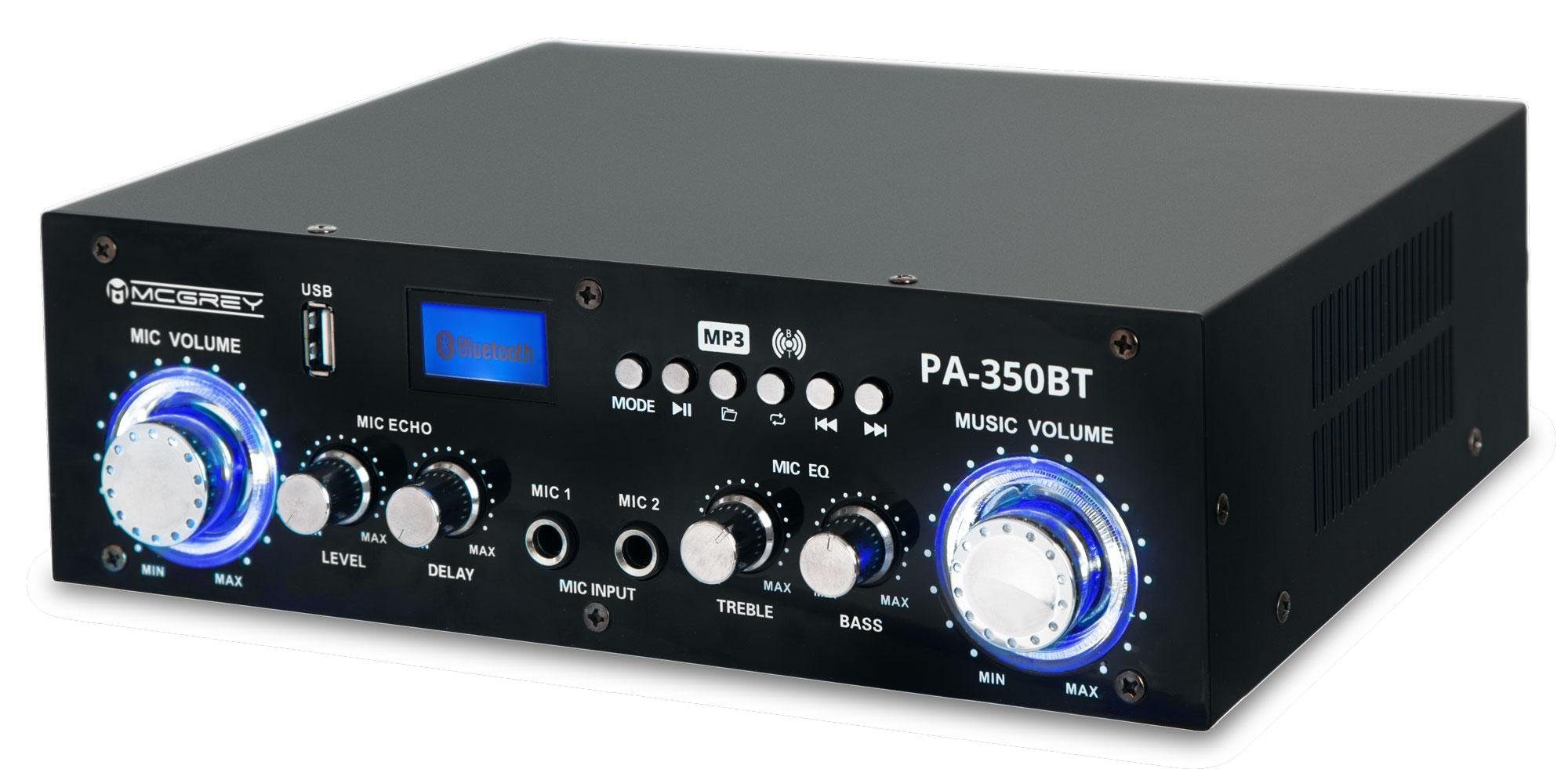 McGrey PA-350BT Bluetooth-Endstufe Endverstärker (200 W, zwei Mikrofoneingängen - USB-MP3-Player und Cinch-Eingang)