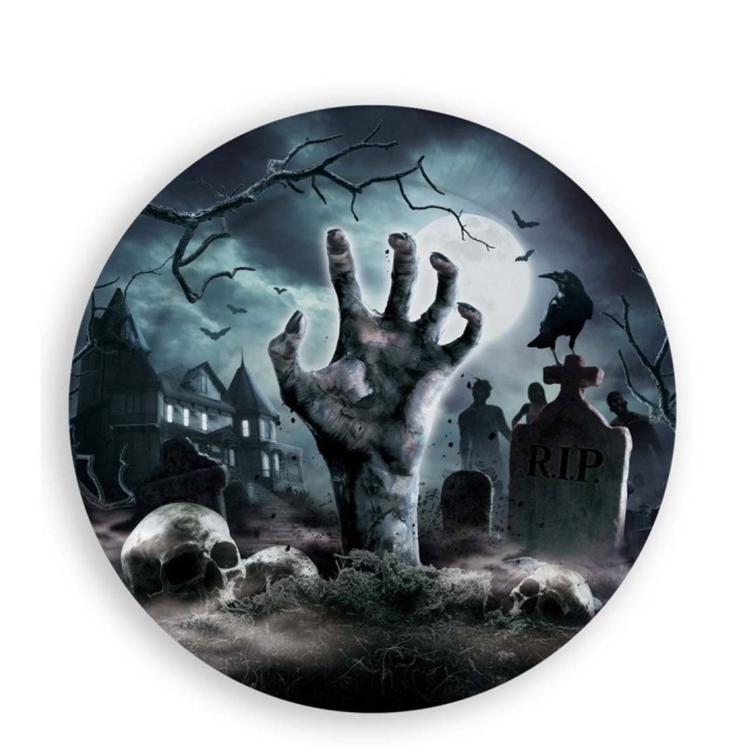 Fiestas Guirca Dekoobjekt Halloween 'Friedhof', Pappteller Ø23cm/6Stk.