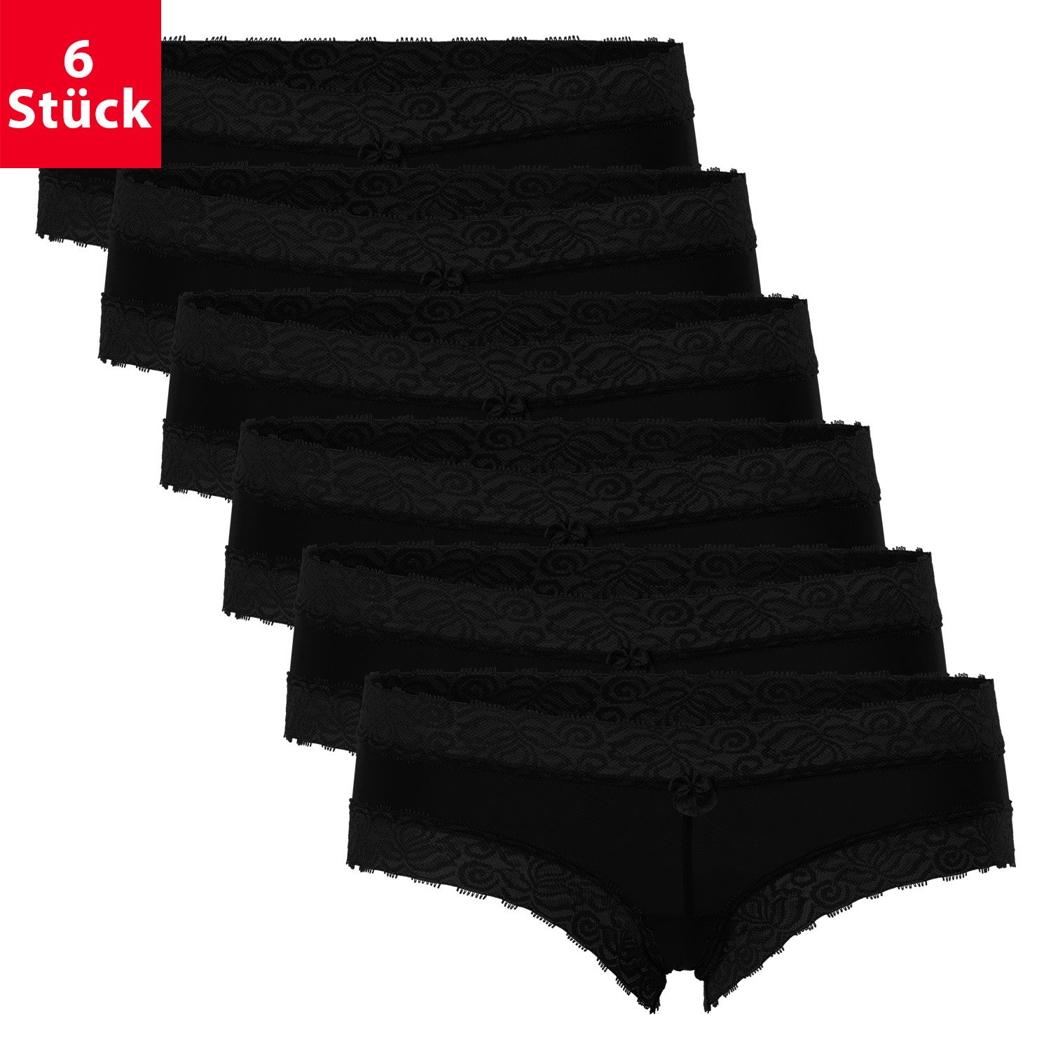 celodoro Panty Damen Hipster Panty mit Spitze (6er Pack) Dessous Slips