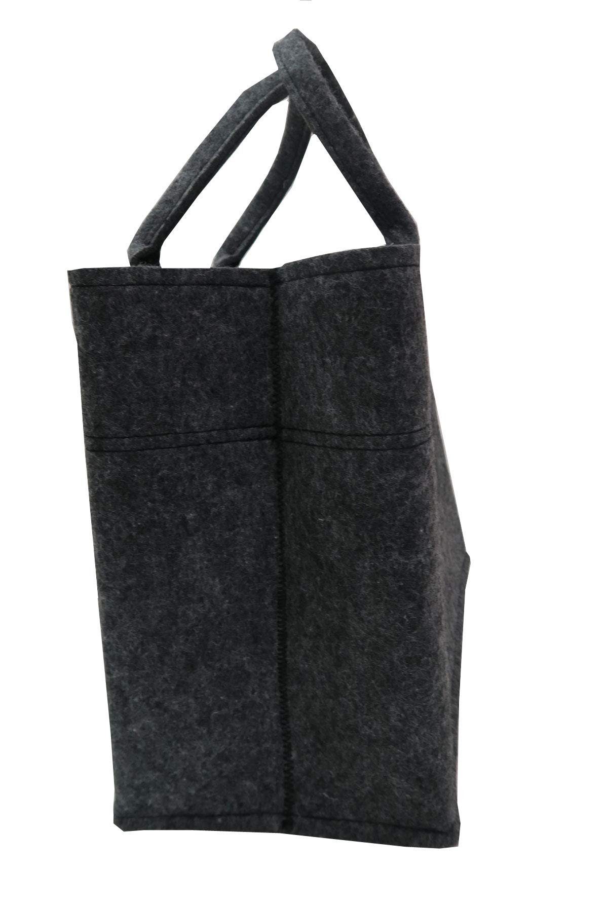 Witzgall Einkaufsshopper Filztasche dunkelgrau Herz blau