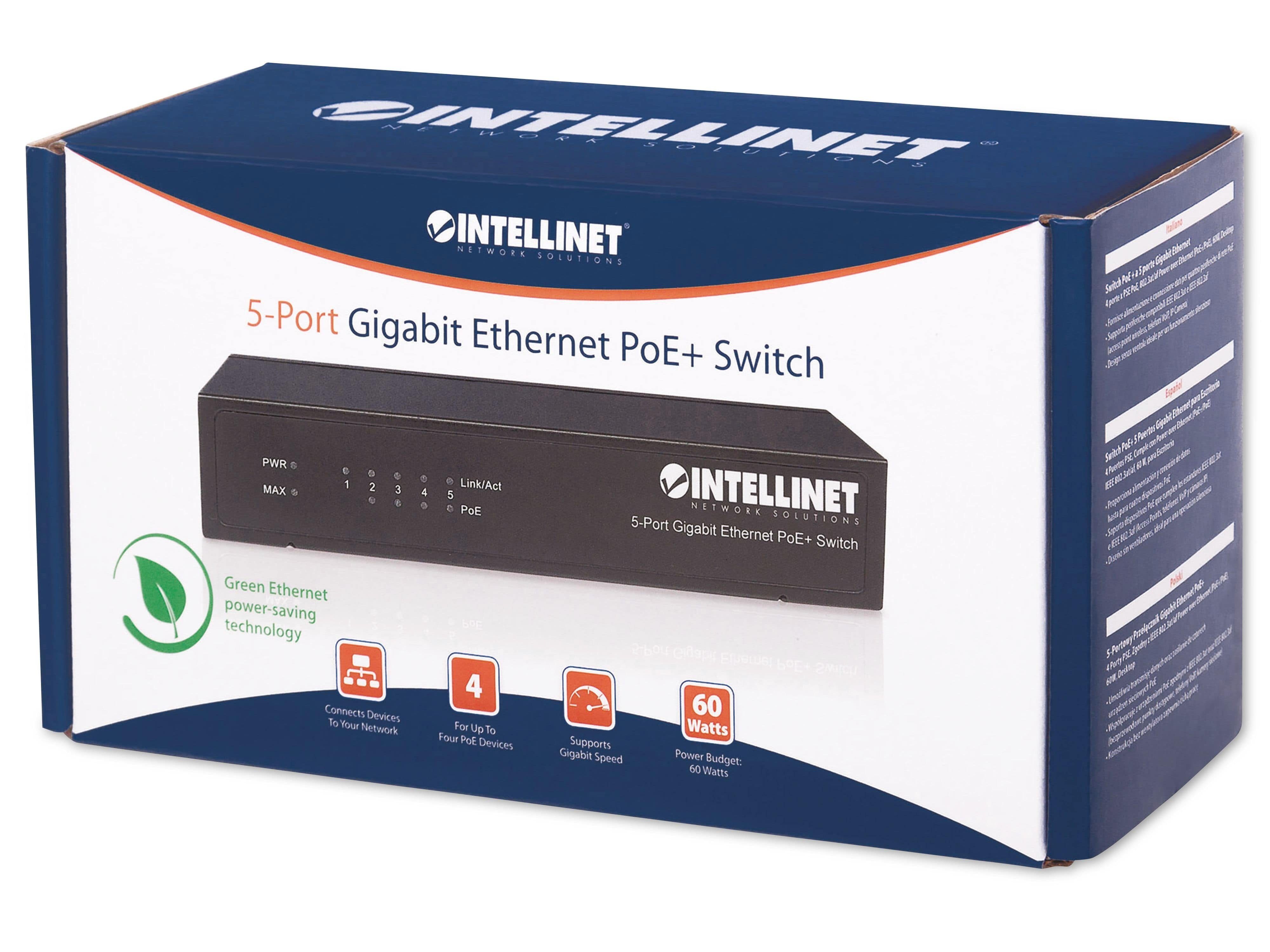 INTELLINET Gigabit 5-Port Switch Intellinet PoE+ Netzwerk-Switch 561228
