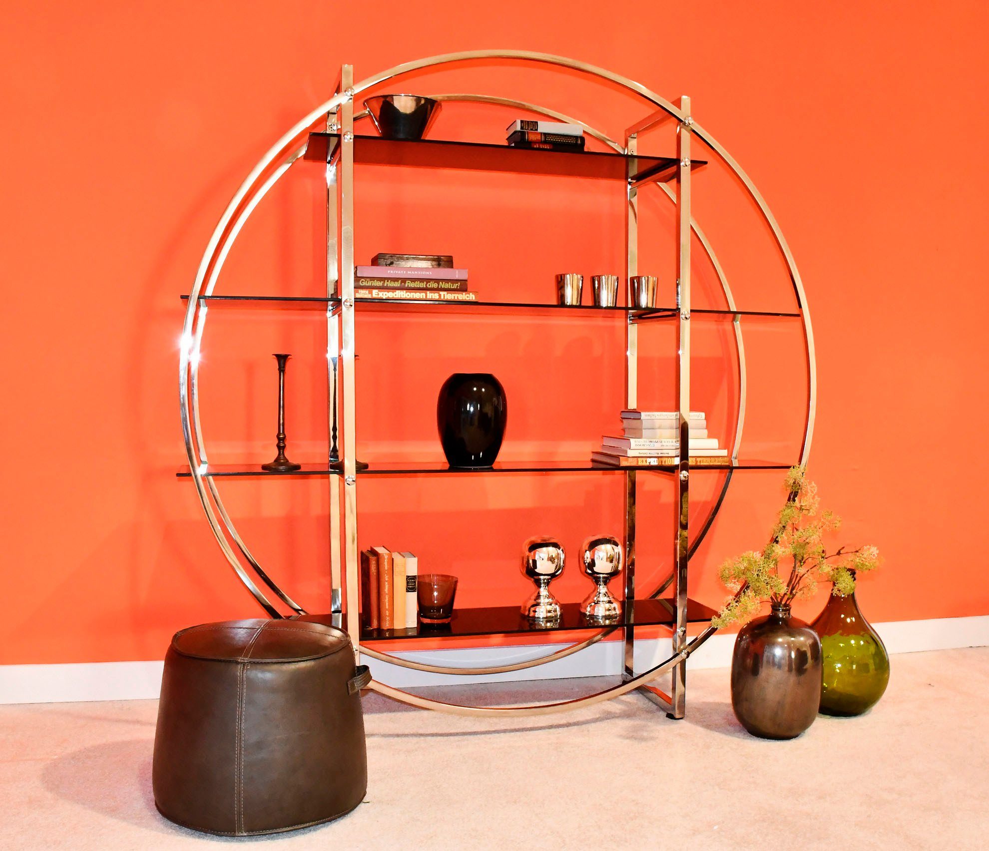 Leonique Regal »Circle«, mit vier Ablageflächen aus Glas und trendigem Chromgestell-HomeTrends