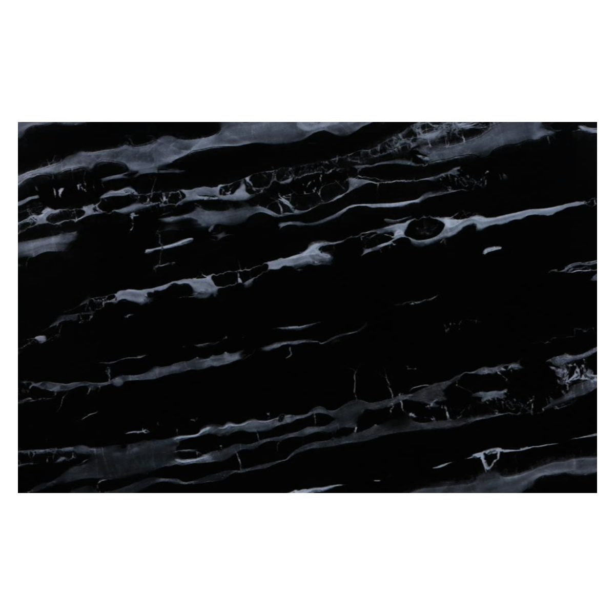 HOOZ Tischplatte Glasplatte 100x60x0,6 cm mit Facettenschliff - Marmoroptik schwarz, rechteckig