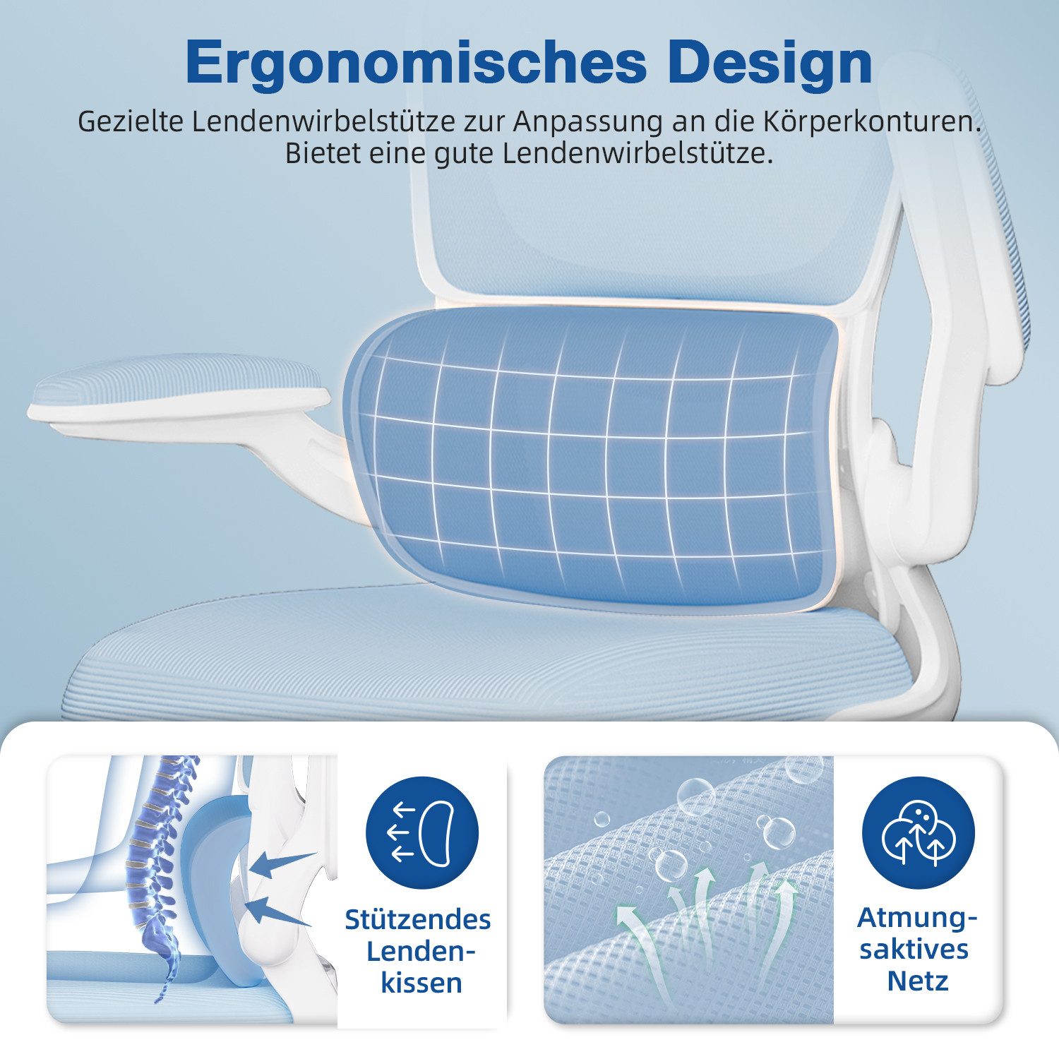 Homimaster Bürostuhl Bürostuhl, Schreibtischstuhl Ergonomisch mit Klappbare günstig online kaufen