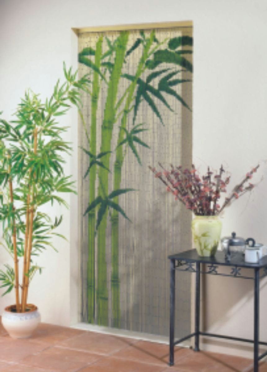 CONACORD Türvorhang Decona Bamboo Dekovorhang bunt, Hakenaufhängung, halbtransparent, 90 x 200 cm, Bambus - hohe Stranganzahl - 90 Stränge