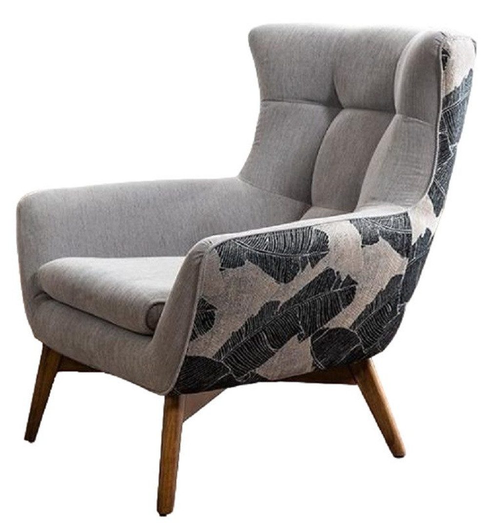 Xlmoebel Loungesessel Ohrensessel in modernem Grauen Stoffdesign (1-St., Sessel), Hergestellt in Europa