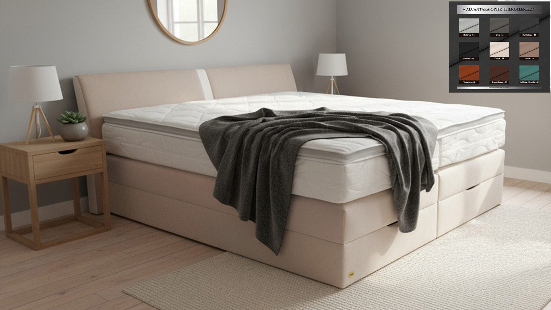 PAARA Boxspringbett Dallas Bettkasten Kopfverstellung Dachschräge, inkl. Matratze und Topper, mit einzigartigem Belüftungssystem