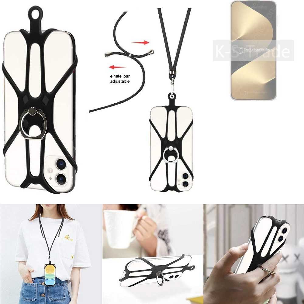 K-S-Trade Handyhülle für Huawei Pura 80 Ultra, 3in1 Handykette Handyband Handykordel Halsband Smartphone-Ring